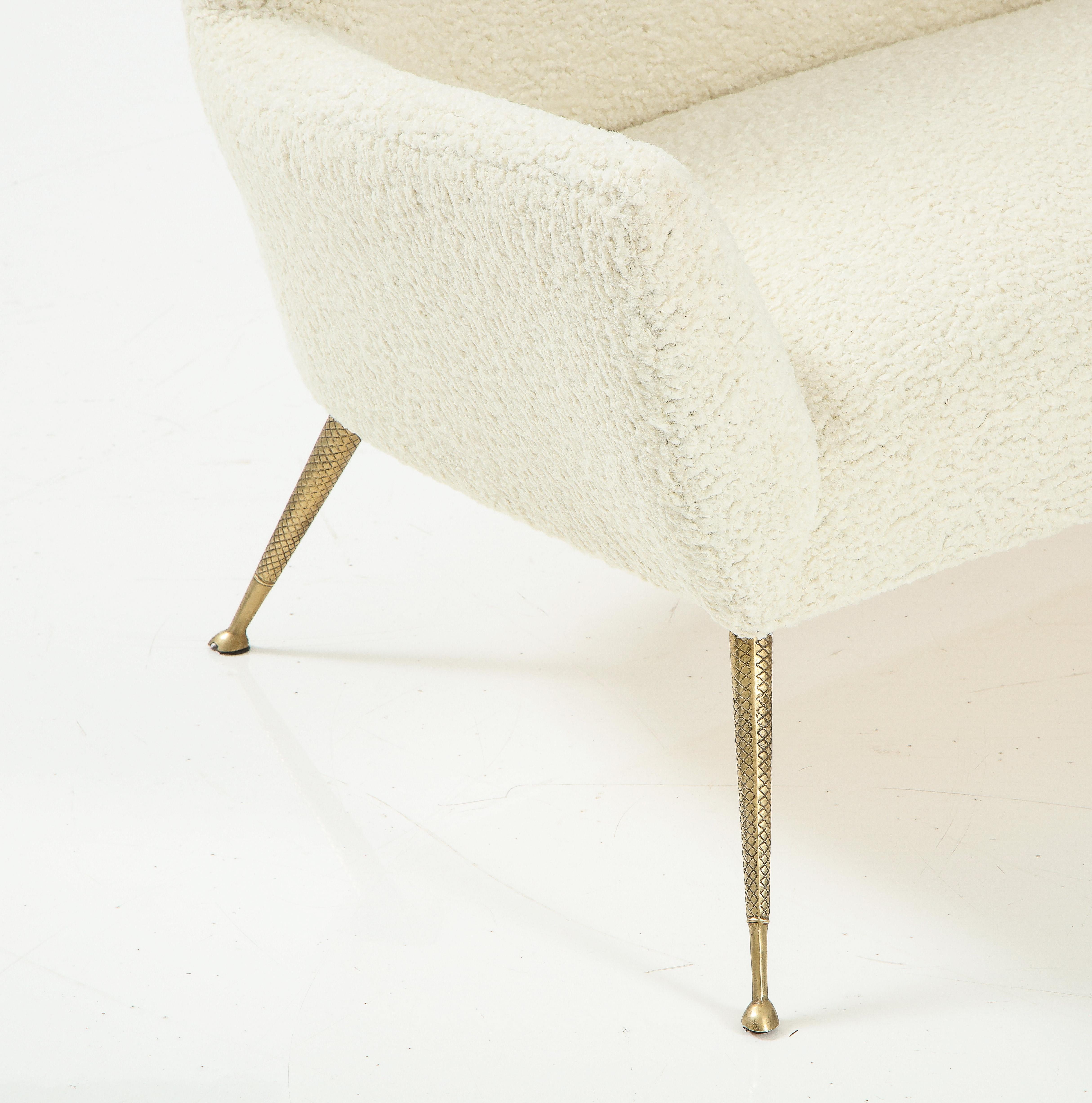 Italian Settee, Pair of Chairs with Brass Legs, Gio Ponti for Casa e Giardino 11