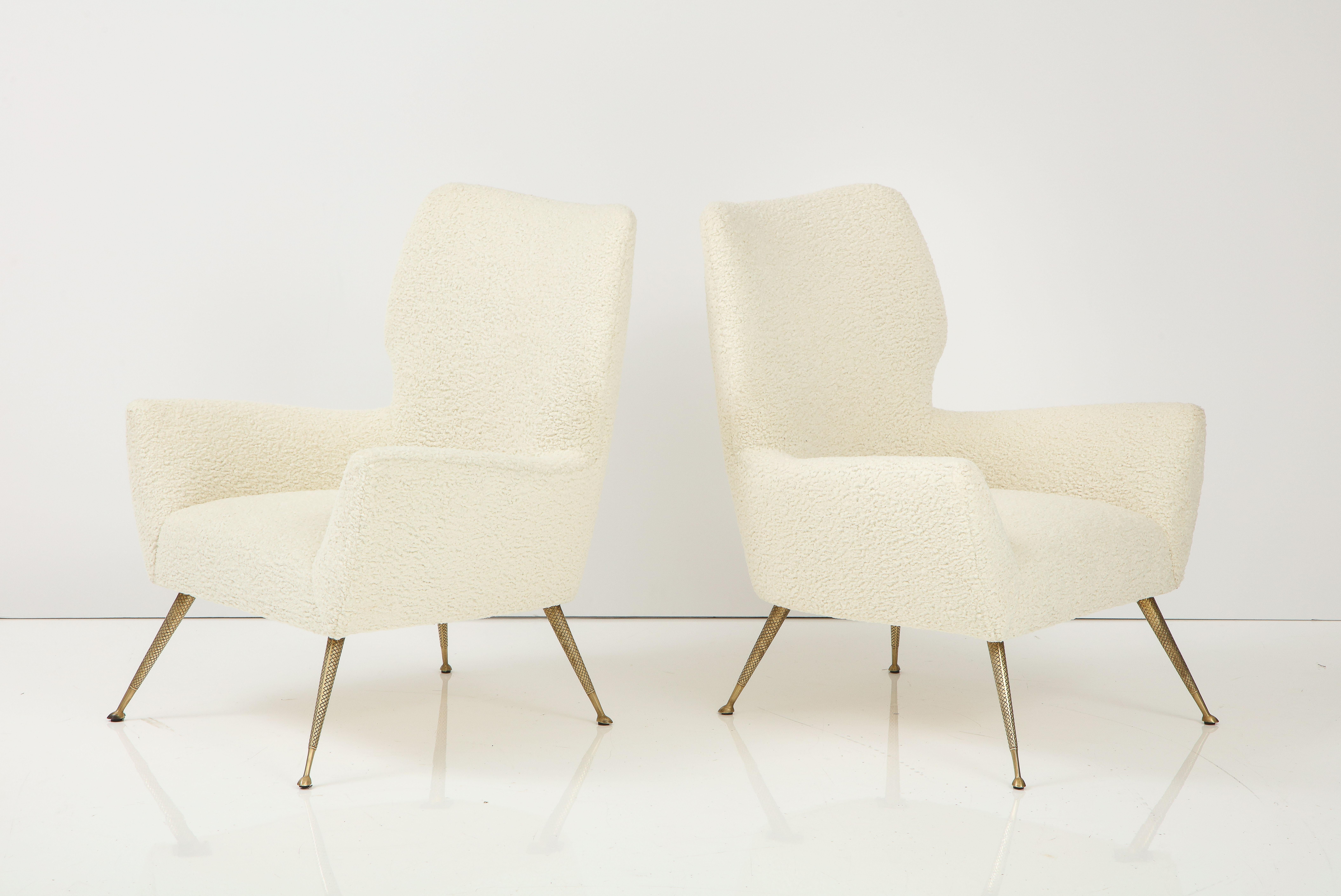 Italian Settee, Pair of Chairs with Brass Legs, Gio Ponti for Casa e Giardino 1