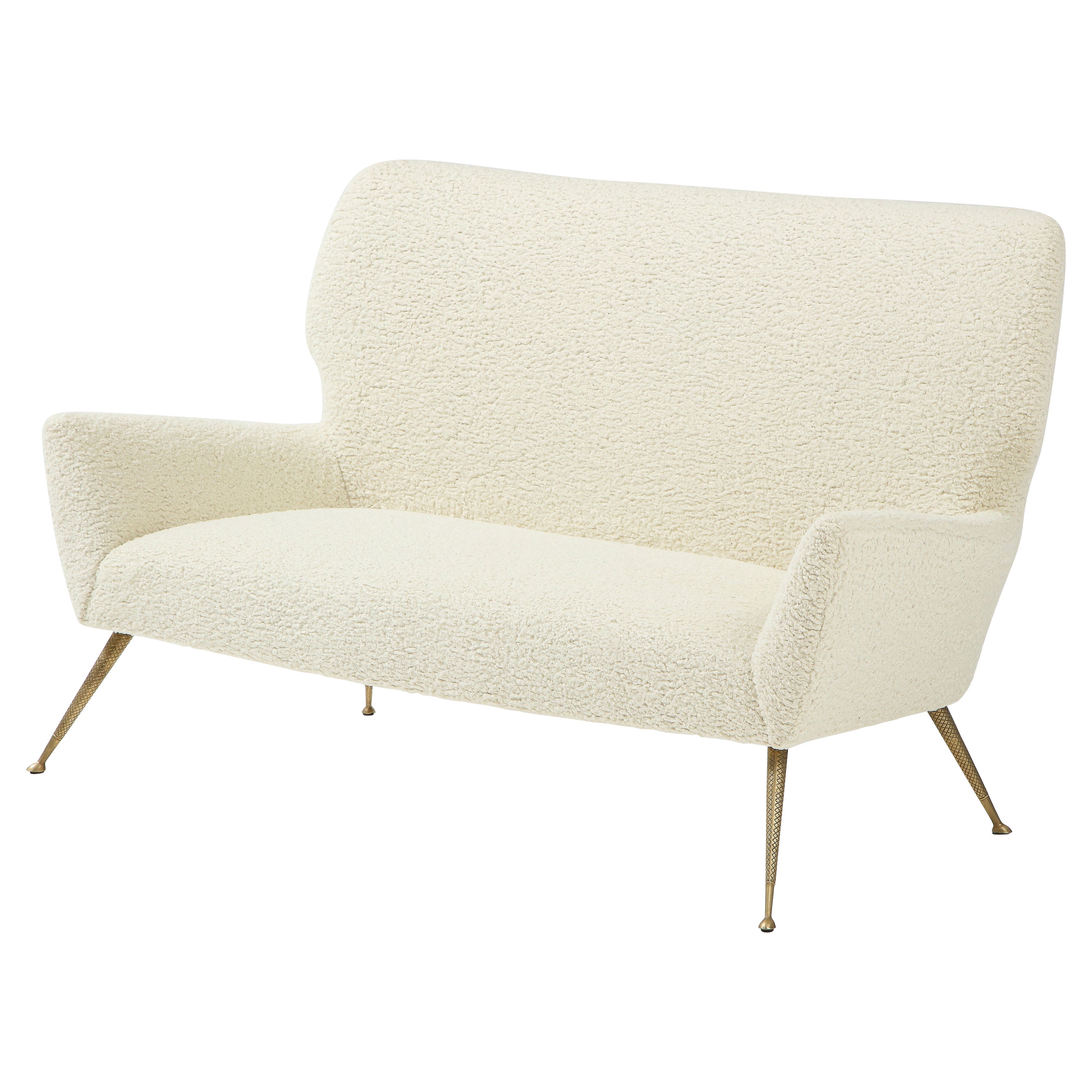 Italian Settee with Brass Legs, Attributed to Gio Ponti for Casa e Giardino