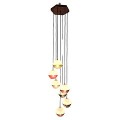 Lustre italien à sept lumières en cascade, années 1960