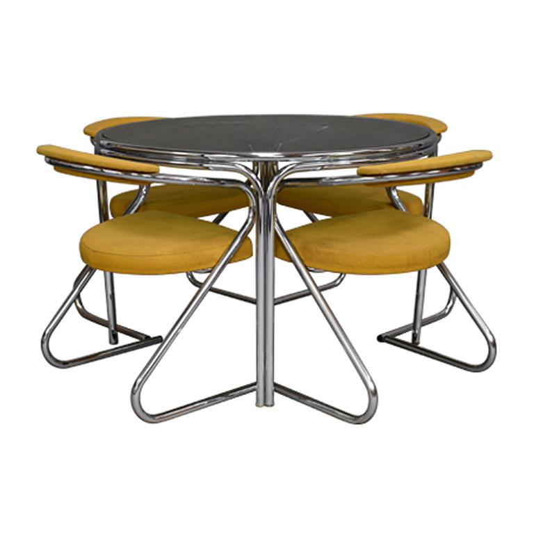 Italian 1970s Dining Set in Chrome and Smoked Glass, circa 1970