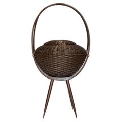 Antique Italian Sewing Basket with Splay Legs