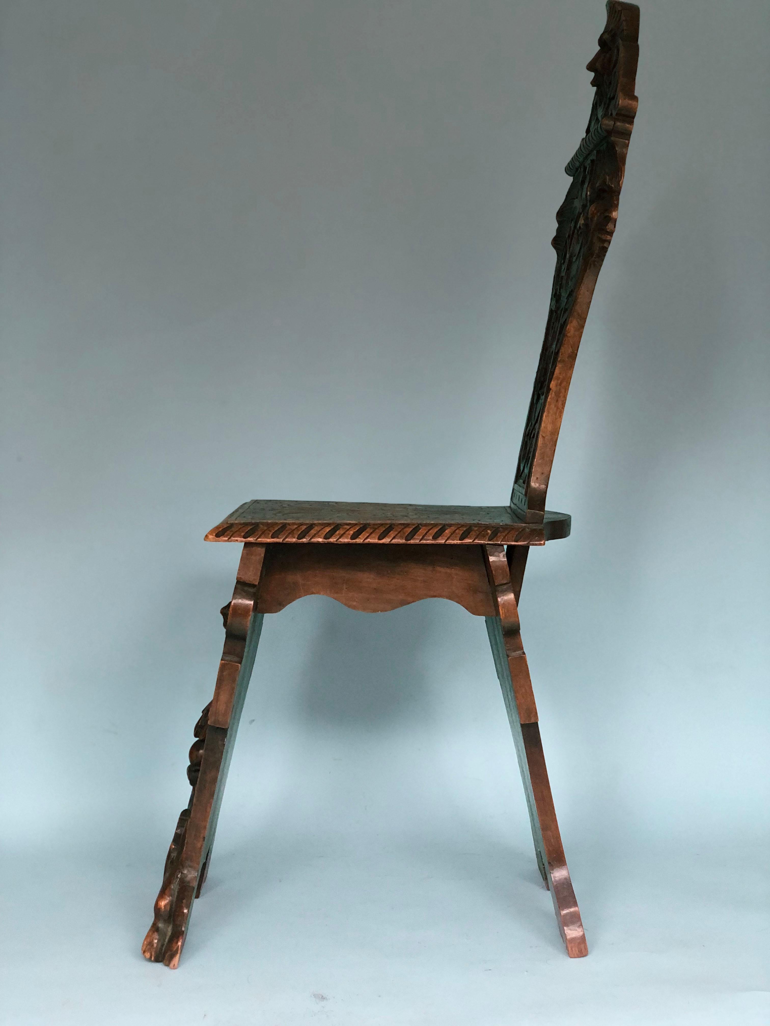 Italian Sgabello Chair Renaissance Style Late 19th Century 2