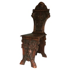 Chaise italienne Sgabello de style Renaissance, fin du 19ème siècle
