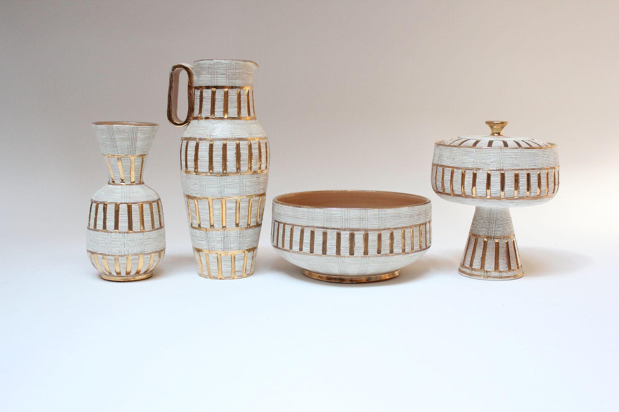 Italian Sgraffito Gold and White Glazed Ceramic Bowl by Aldo Londi for Bitossi 7