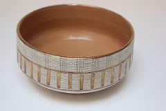 Italian Sgraffito Gold and White Glazed Ceramic Bowl by Aldo Londi for Bitossi