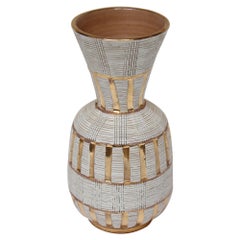 Italian Sgraffito Gold and White Glazed Ceramic Vase by Aldo Londi for Bitossi