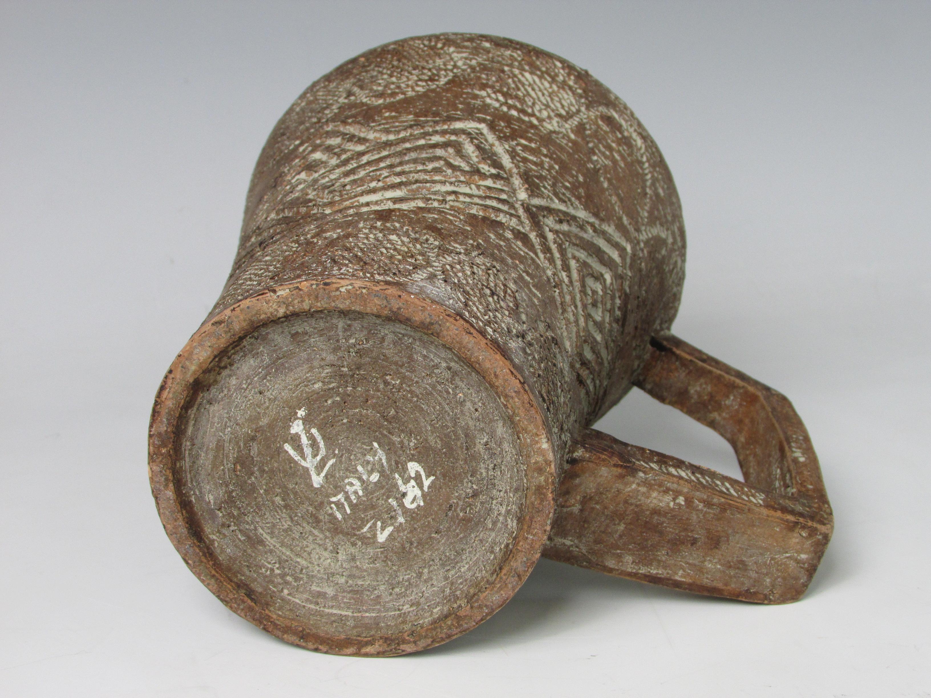 Italian Sgraffito Redware Pottery Pitcher 3