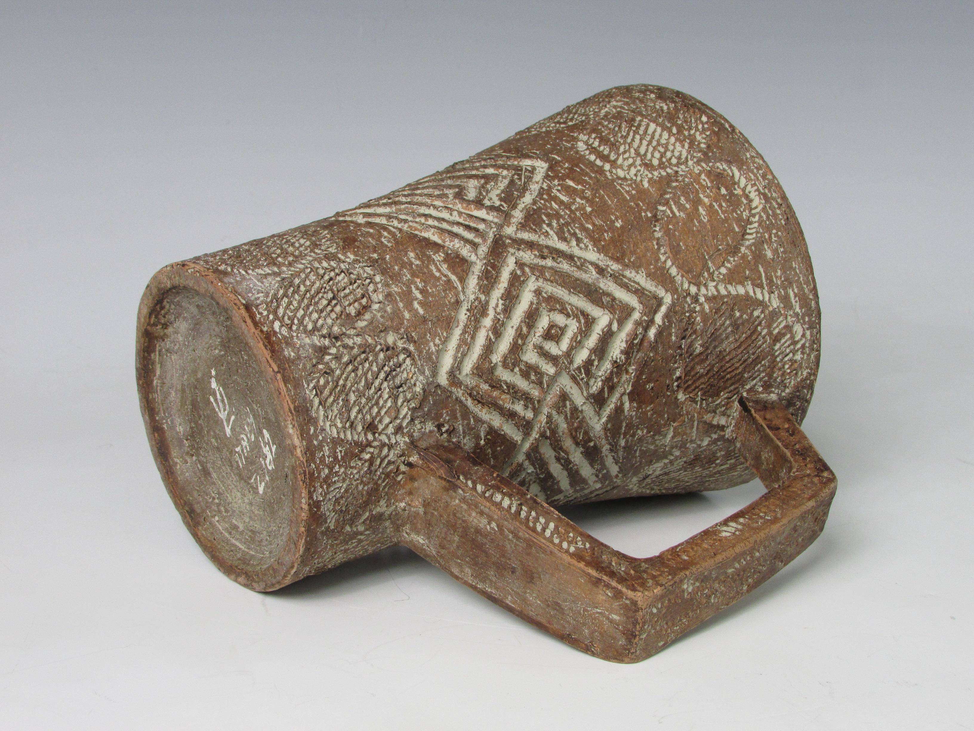 Italian Sgraffito Redware Pottery Pitcher 2