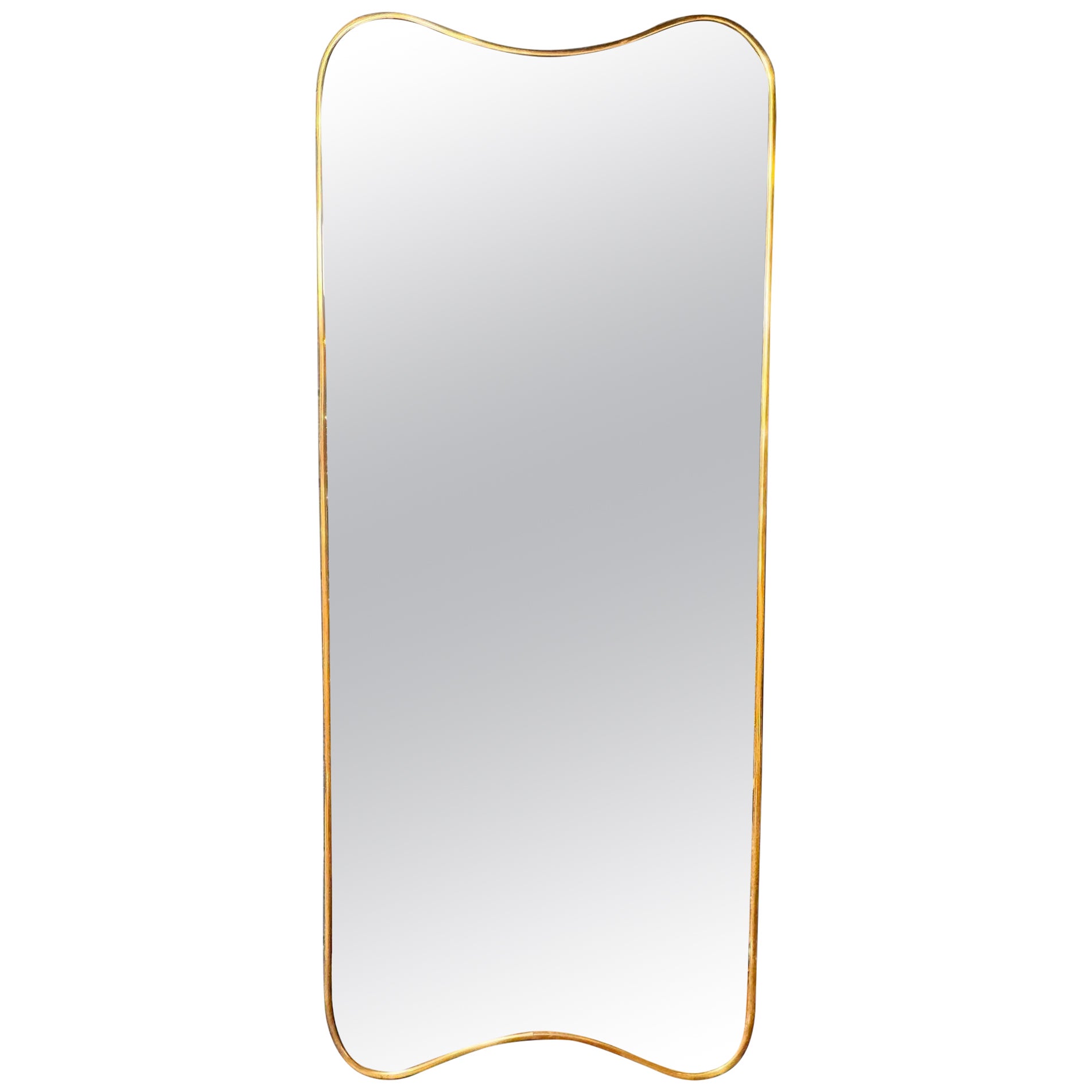 Italian Shaped Brass Mirror For Sale