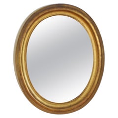 Italian Shaped Giltwood Oval Mirror, Early 18th Century