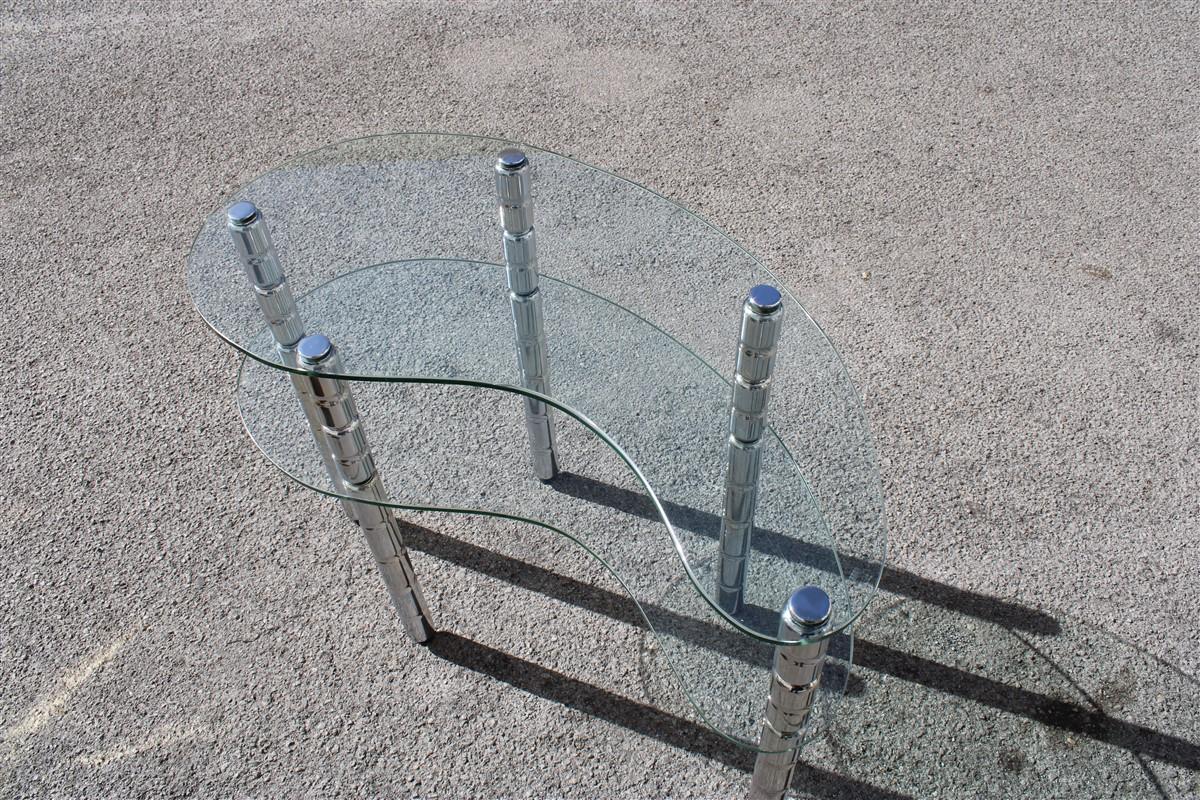 Italian Shaped Shelf in Chromed Metal and Crystals, Italy, 1960s In Good Condition For Sale In Palermo, Sicily