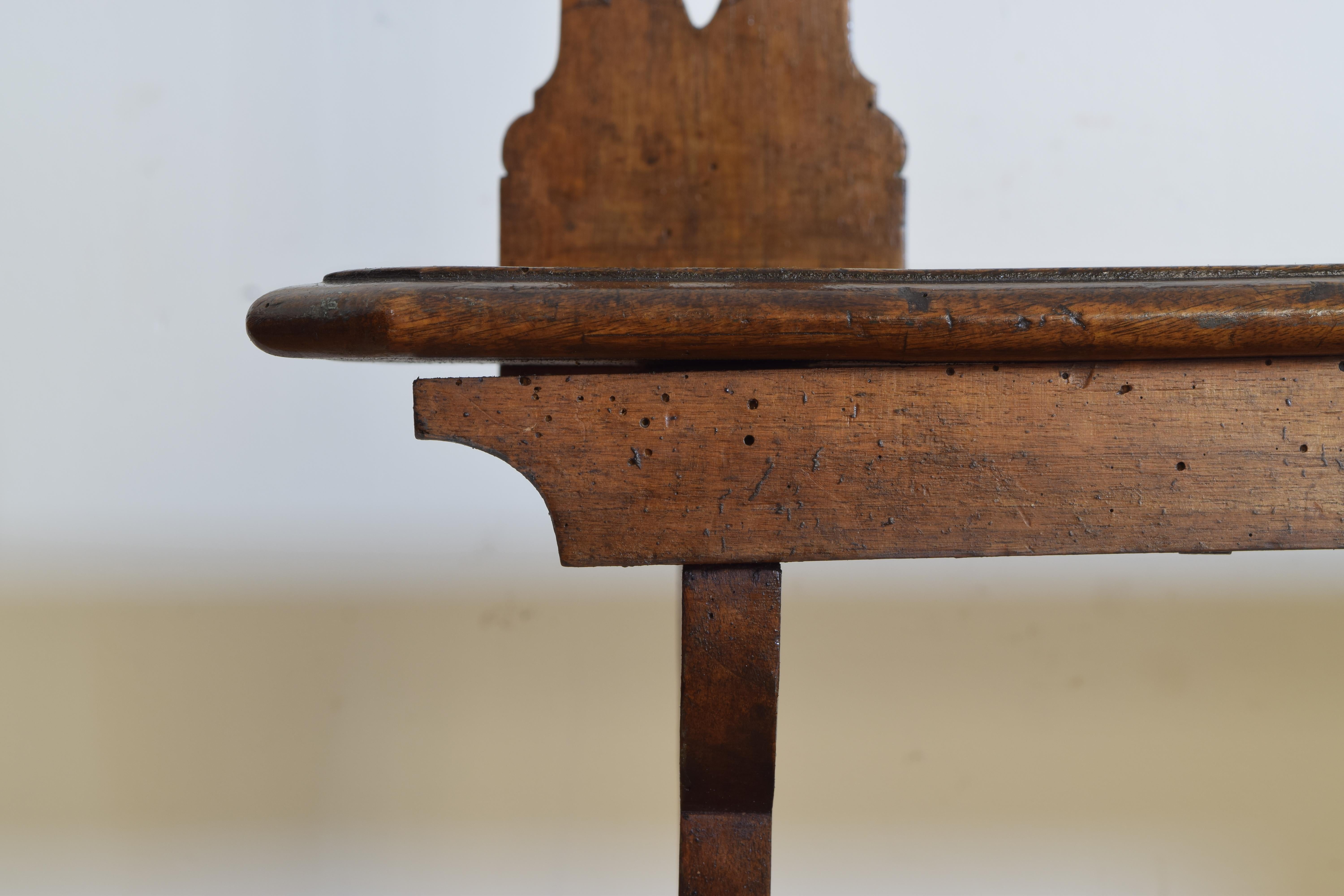 Italian Shaped Walnut Mid 19th Century Hall Bench 6