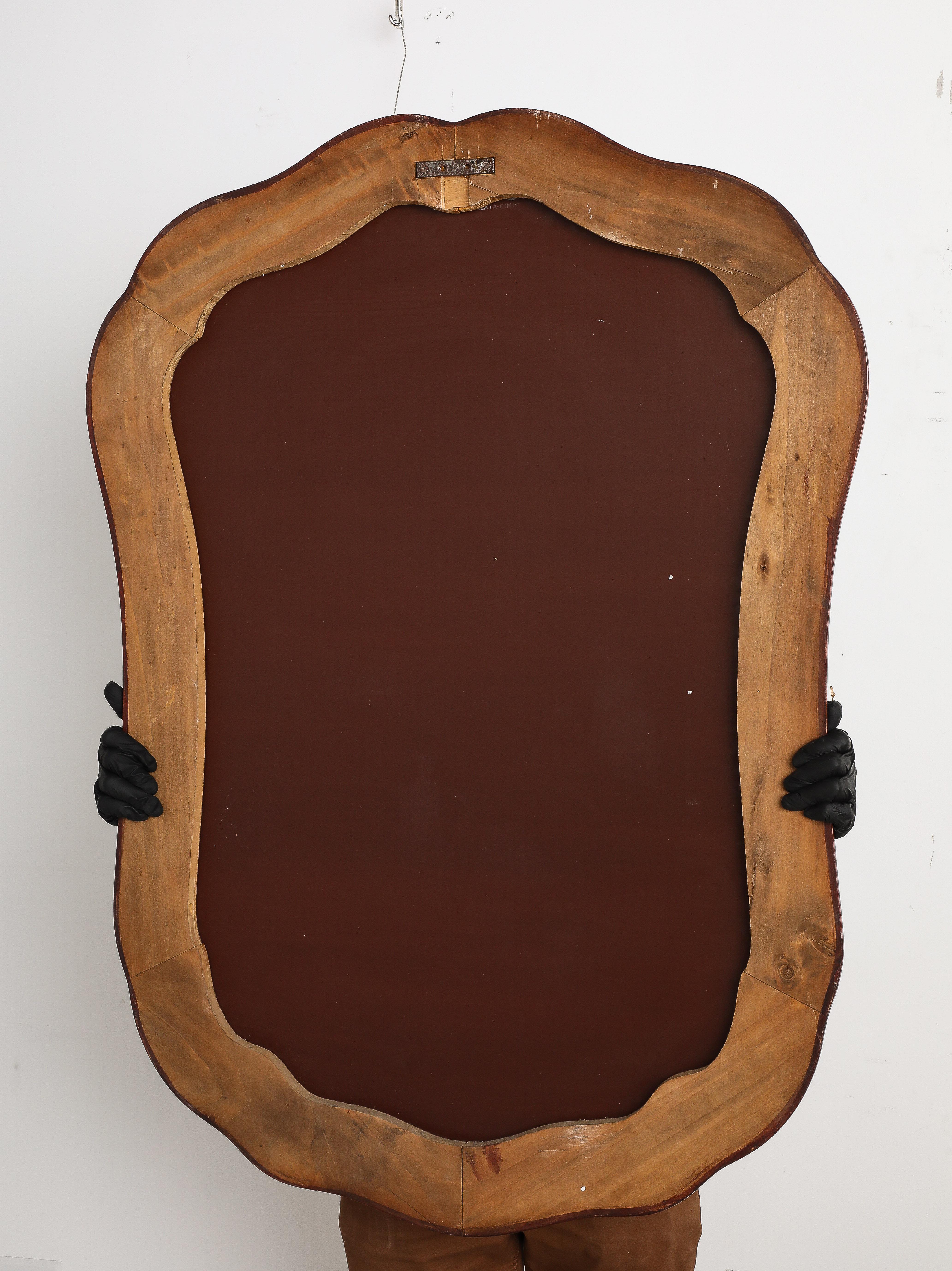 Italian Shaped Wood Wall Mirror, circa 1940  For Sale 9
