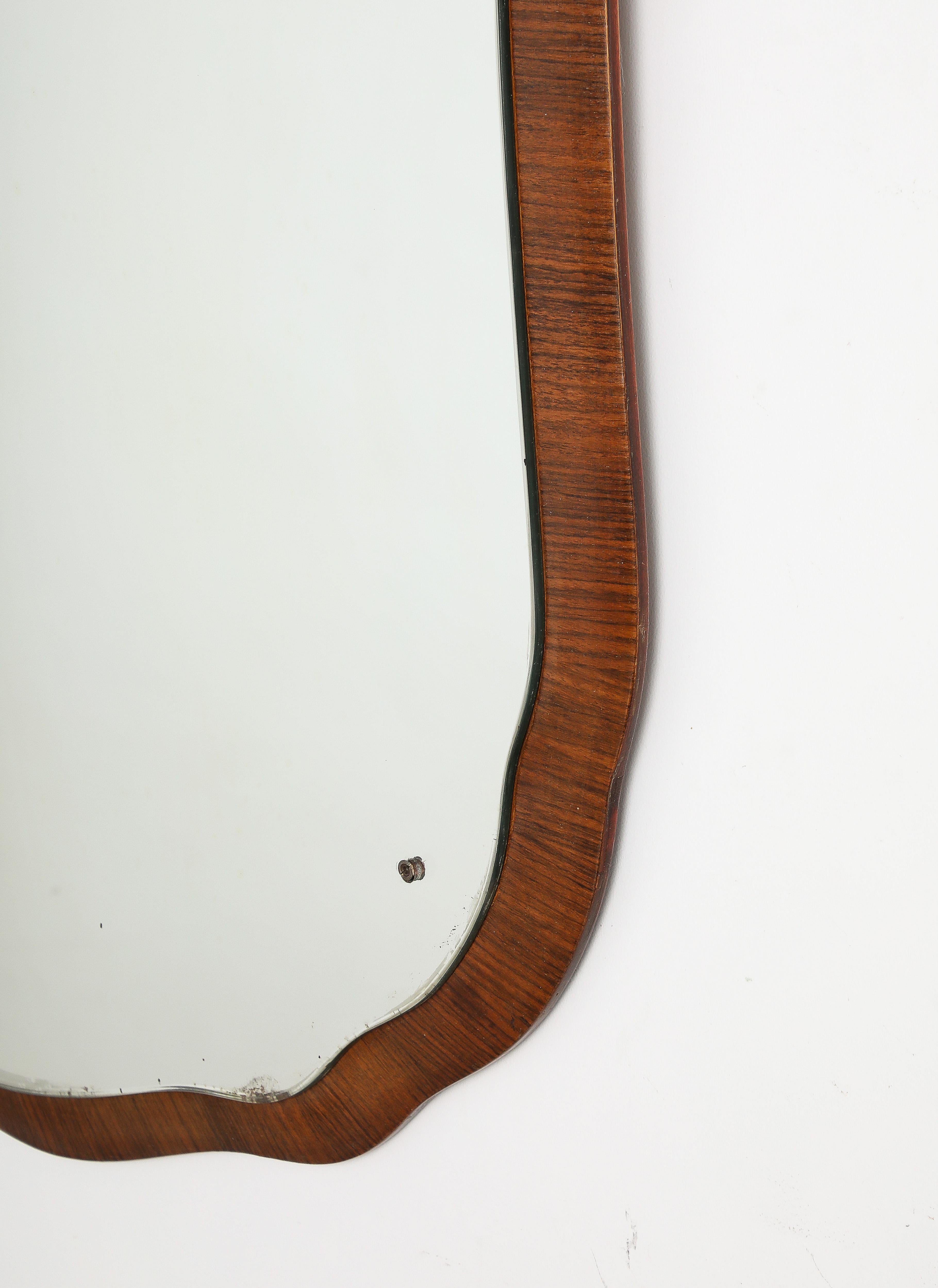 Italian Shaped Wood Wall Mirror, circa 1940  In Good Condition For Sale In New York, NY