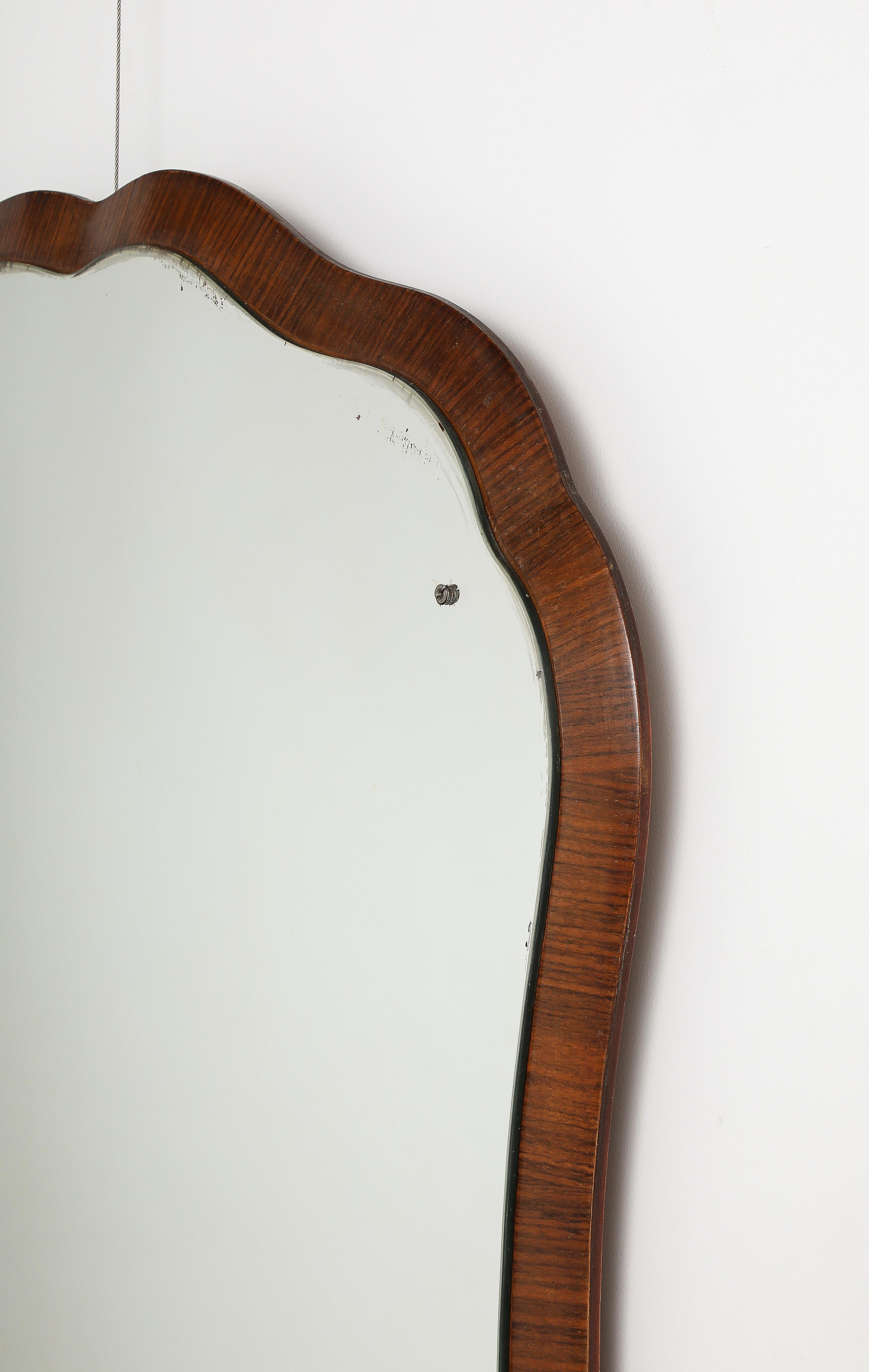 Mid-20th Century Italian Shaped Wood Wall Mirror, circa 1940  For Sale