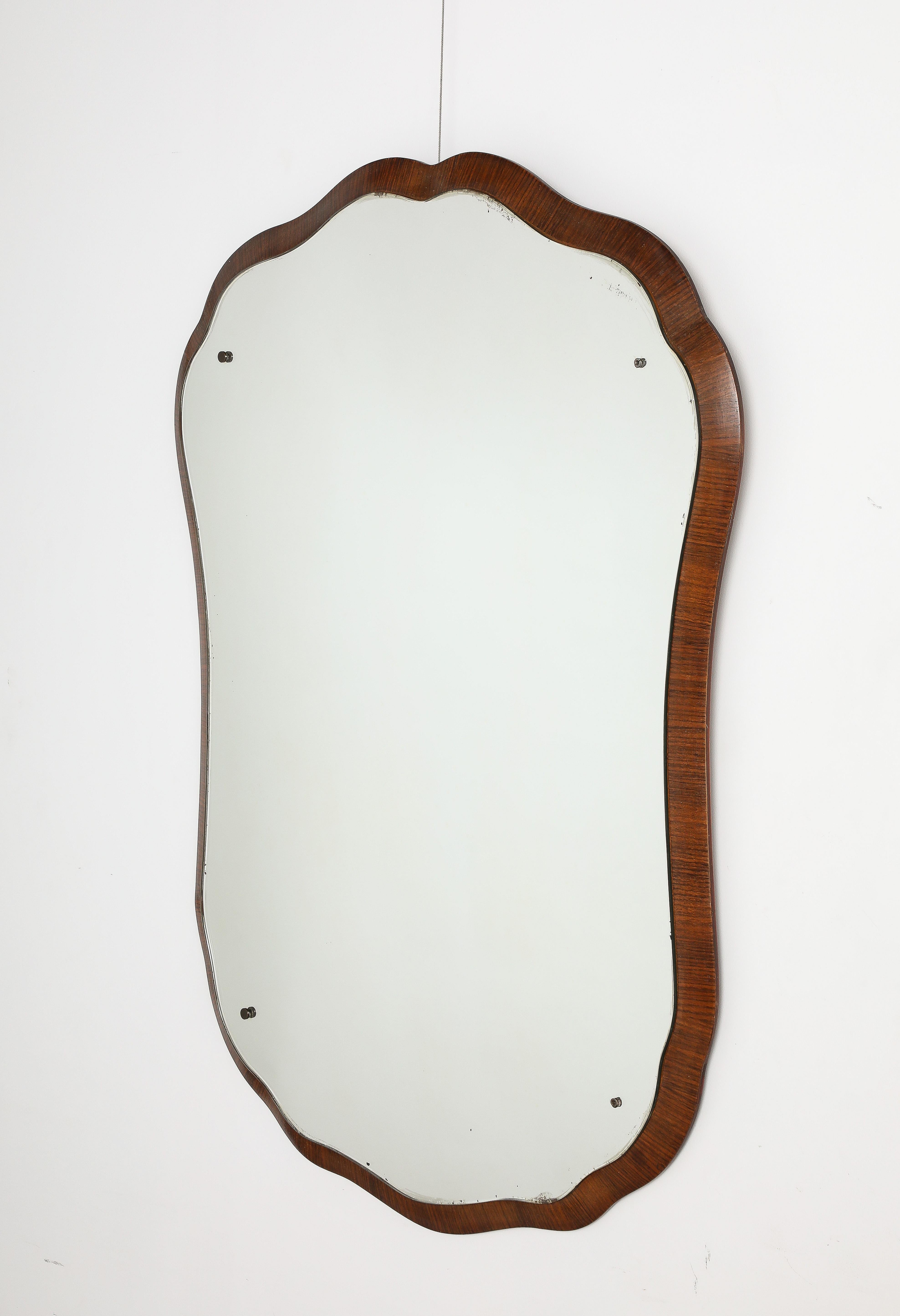 Italian Shaped Wood Wall Mirror, circa 1940  For Sale 3