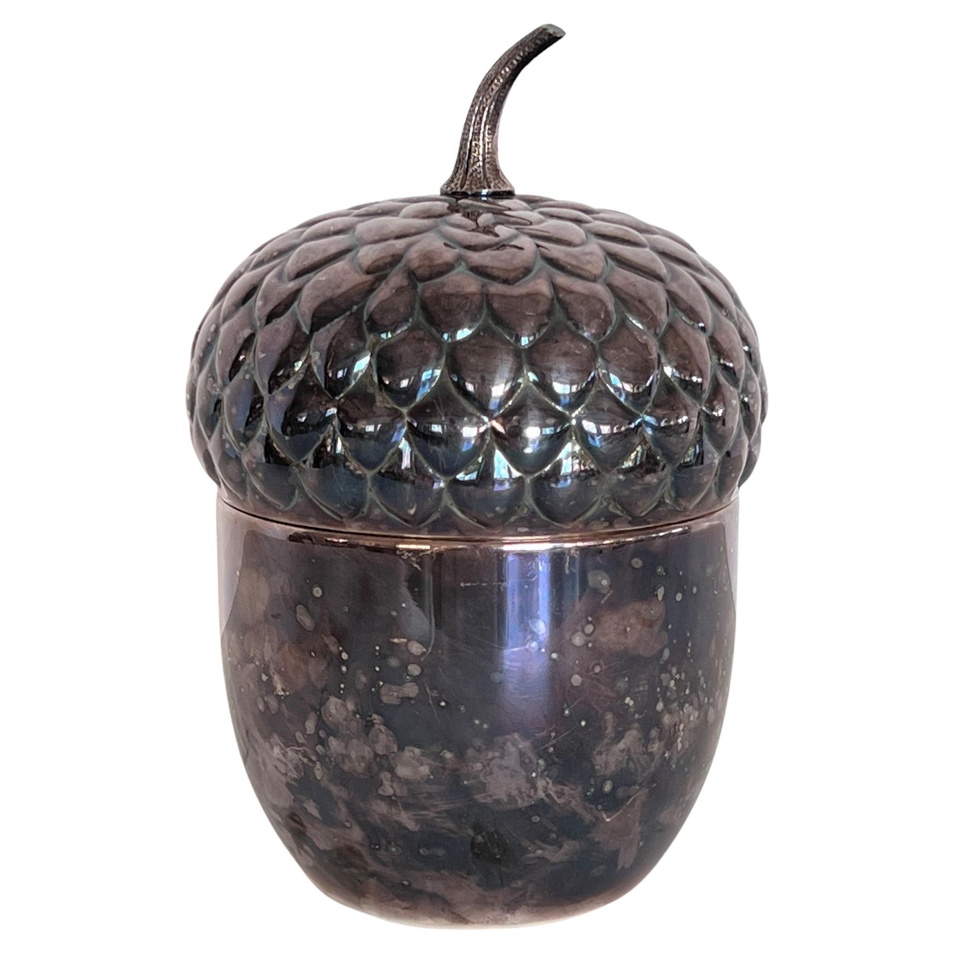 Italian Sheffield Silverplate Ice Bucket  in Acorn Shape, 1970s For Sale