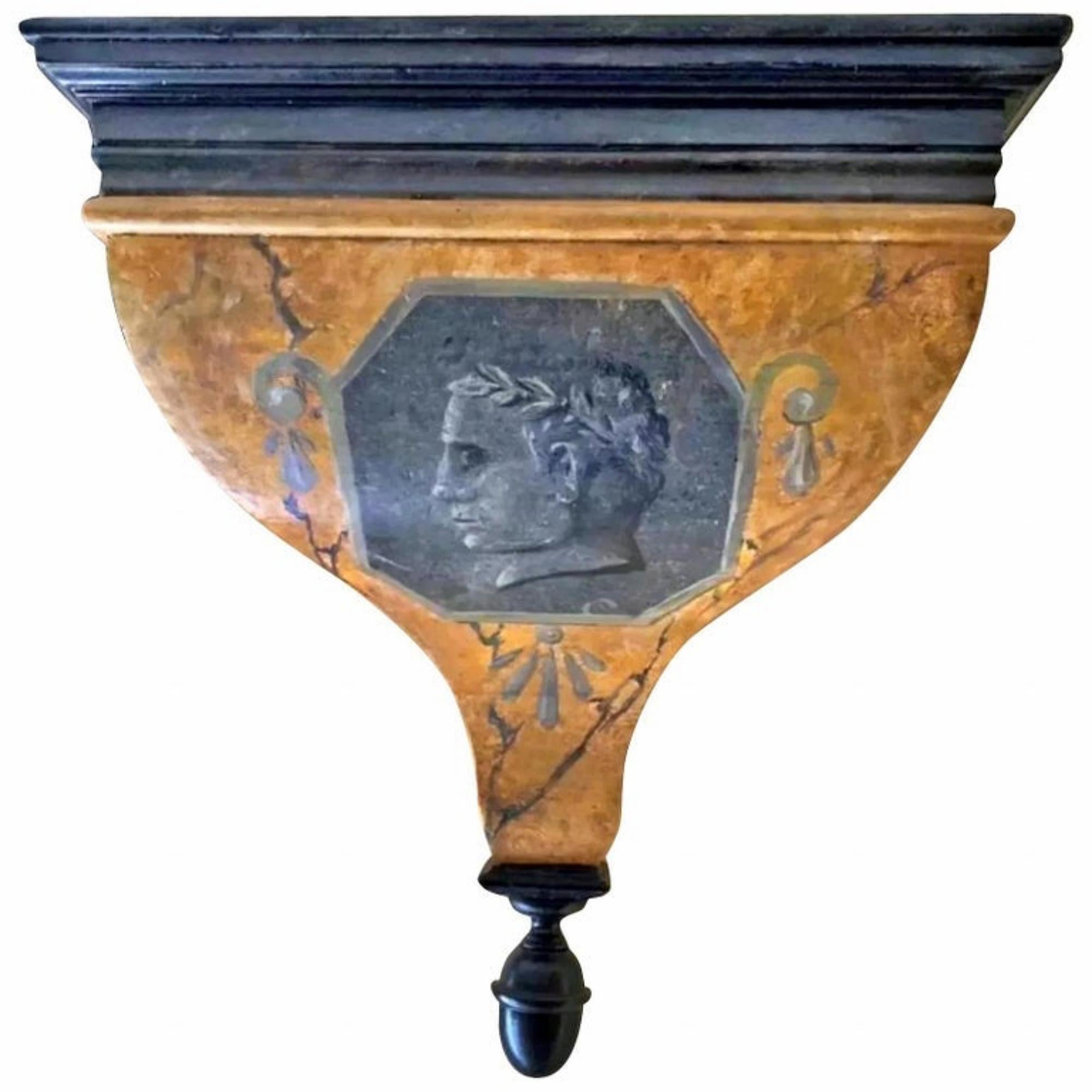 Hand-Crafted Italian Shelf Depicting the Roman Emperor from the Early 20th Century For Sale