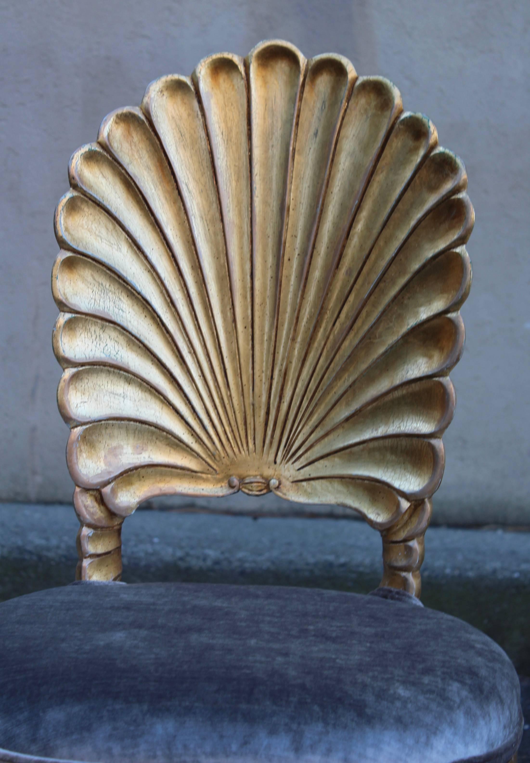 Italian Shell Back Gold Leaf Side Chairs 2