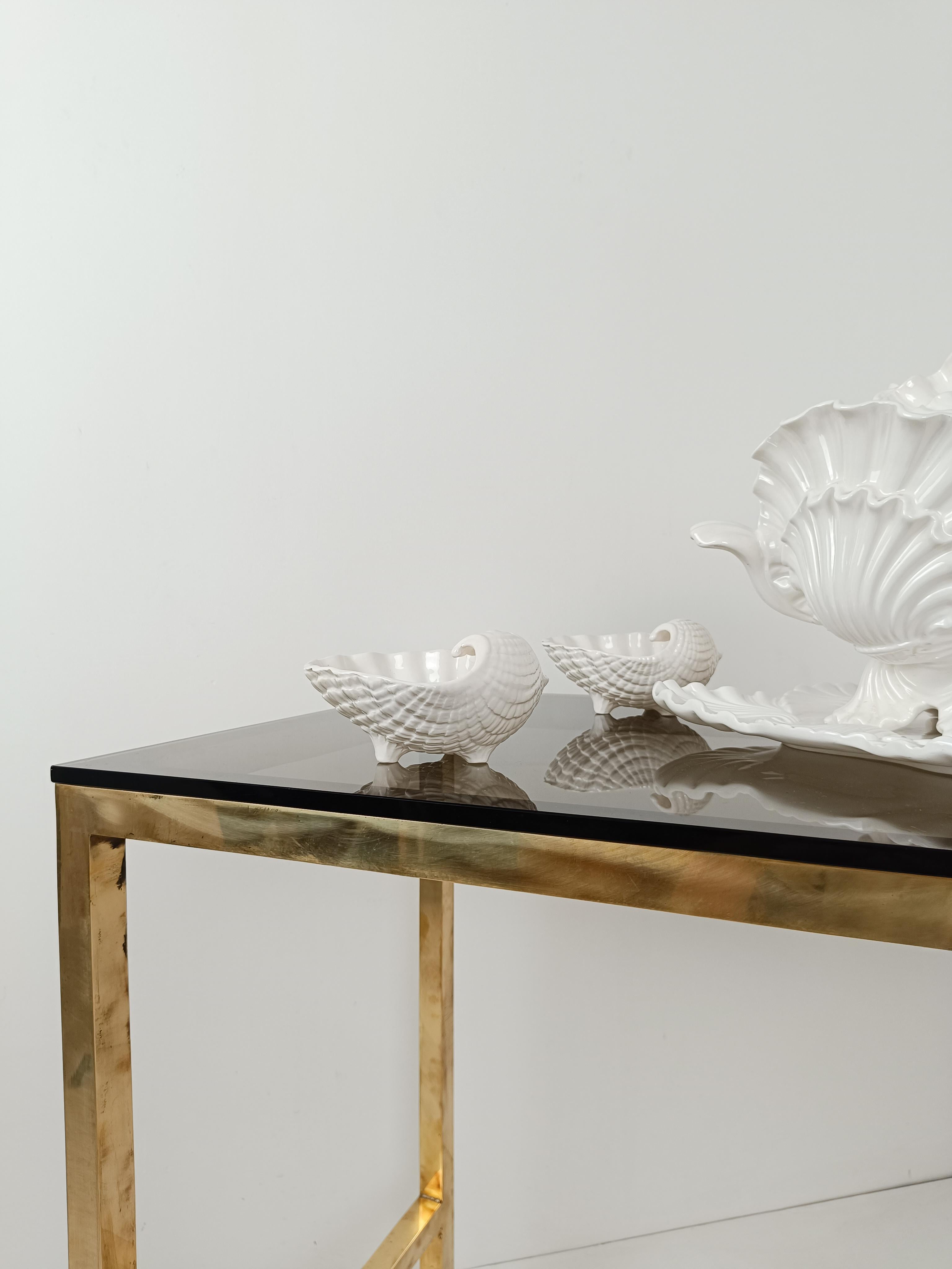 Rococo Soupières italiennes avec 4 bols en céramique émaillée blanche de style rococo en vente
