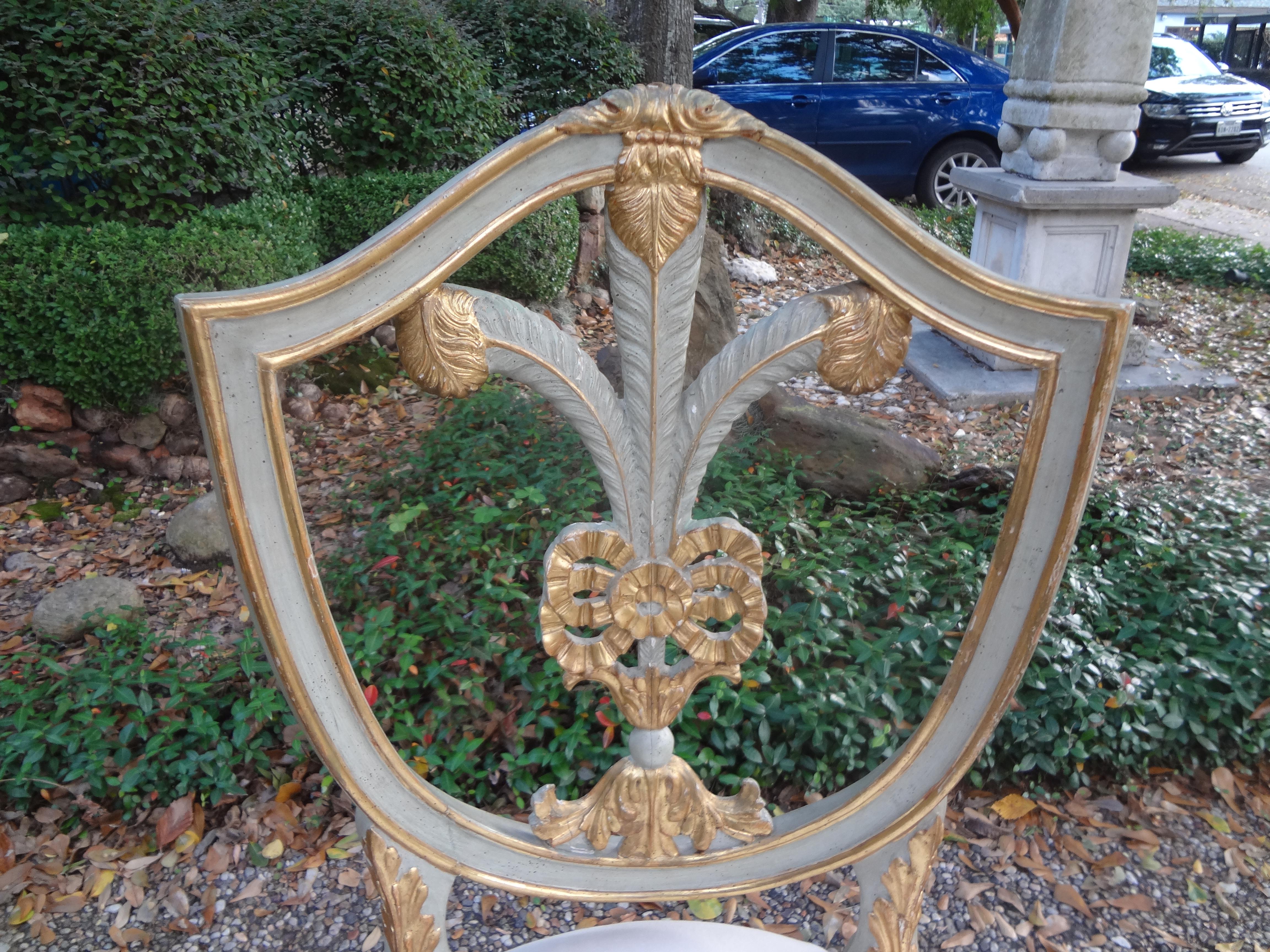 Hollywood Regency Italian Shield Back Plume Chair