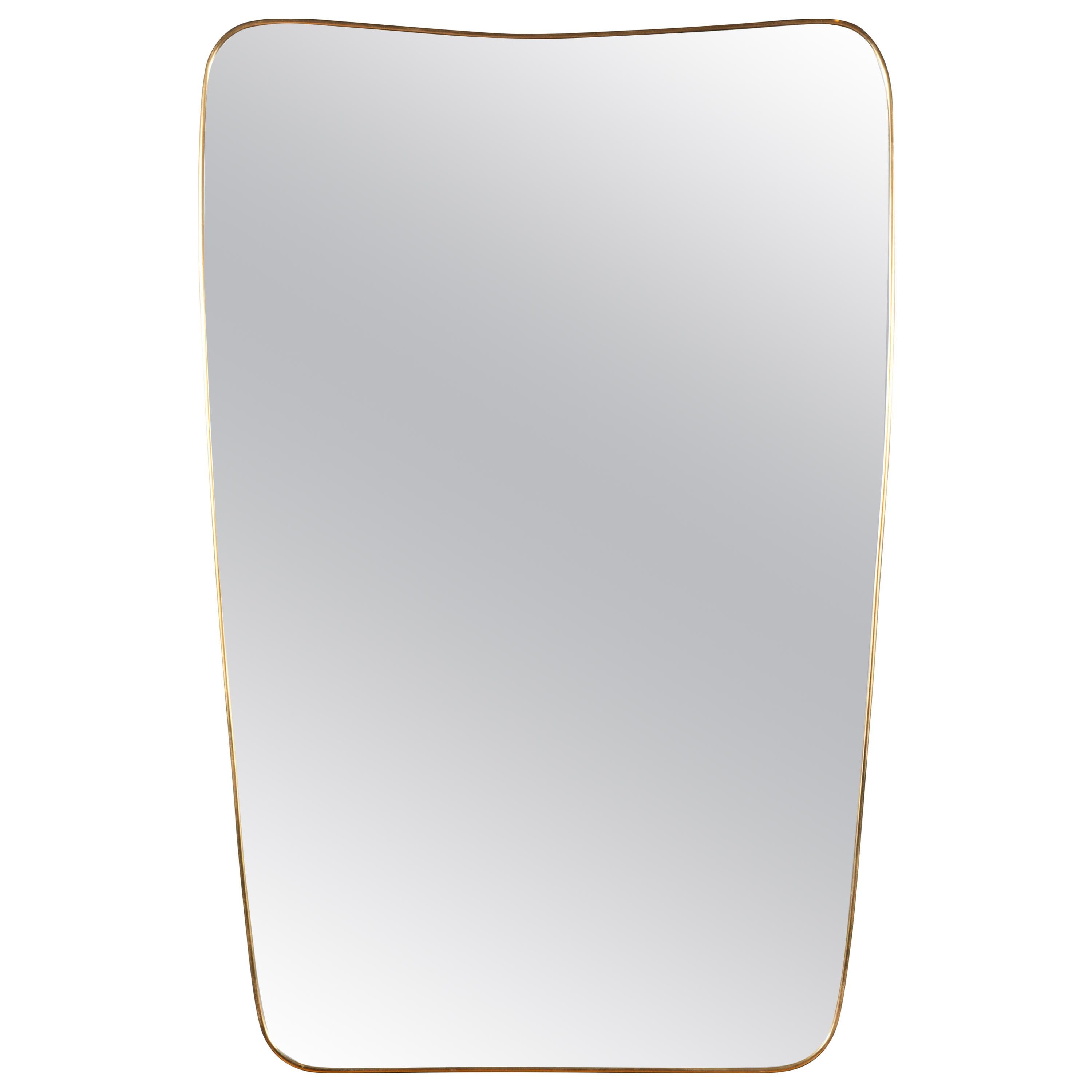 Italian Shield Mirror with Brass Frame