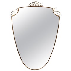 Italian Shield Mirror with Brass Frame