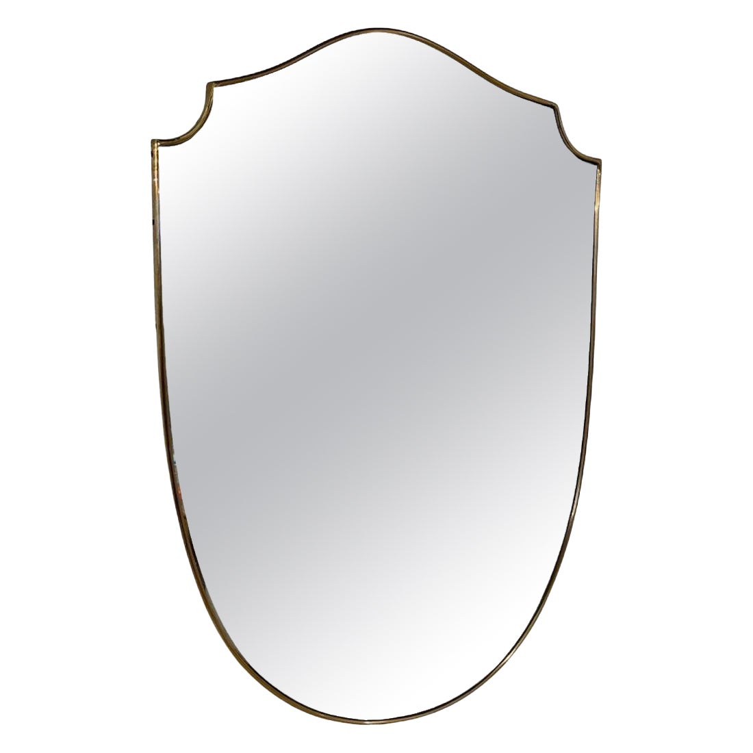 Italian Shield-Shaped Wall Mirror with Brass, 1960s