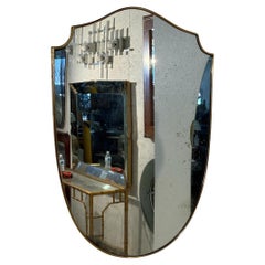 Italian Shield-Shaped Wall Mirror with Brass, 1960s