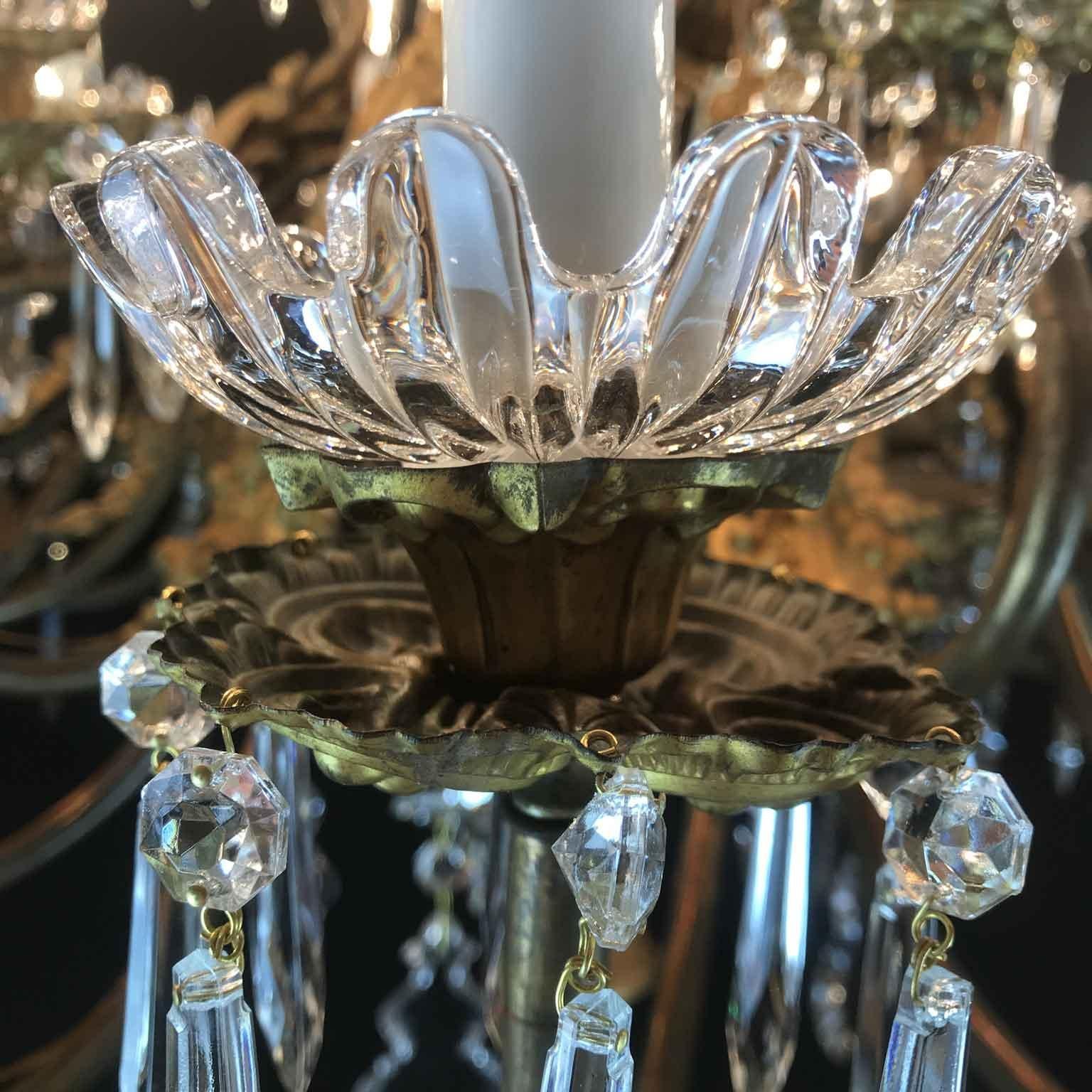 Italian Sicilian 19th Century Large Chandelier Gilt Brass Crystal Thirtysix-Arm 5