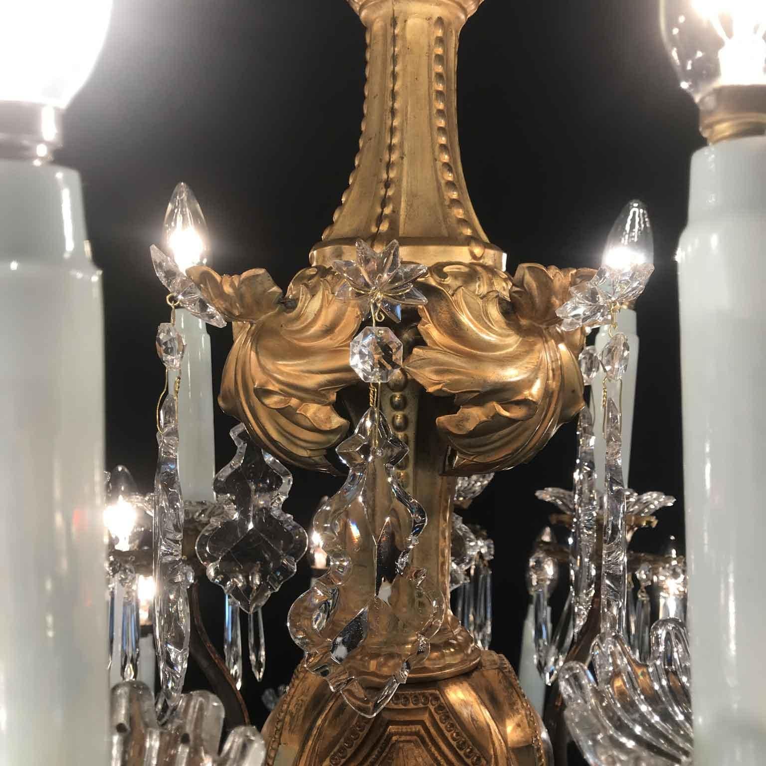 Italian Sicilian 19th Century Large Chandelier Gilt Brass Crystal Thirtysix-Arm 6