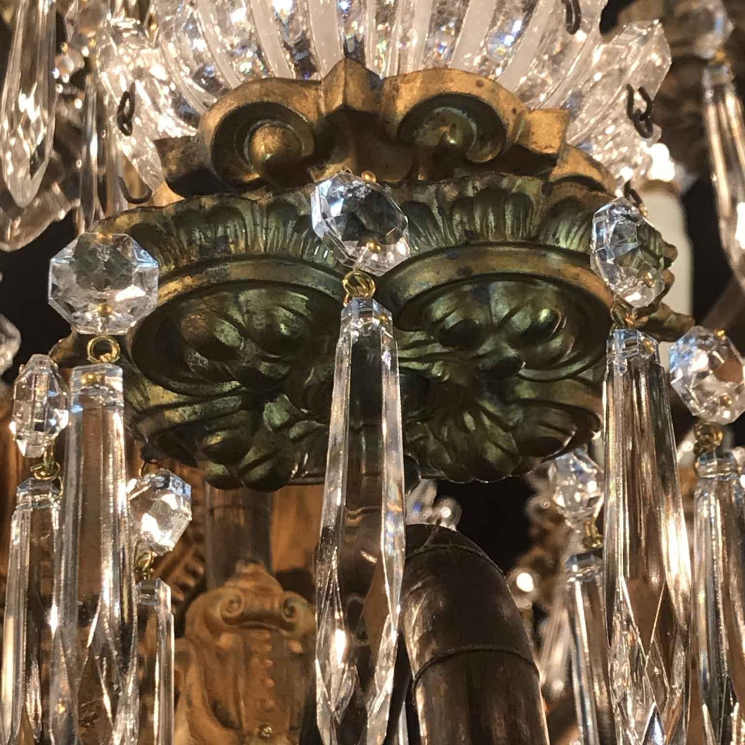 Italian Sicilian 19th Century Large Chandelier Gilt Brass Crystal Thirtysix-Arm 11