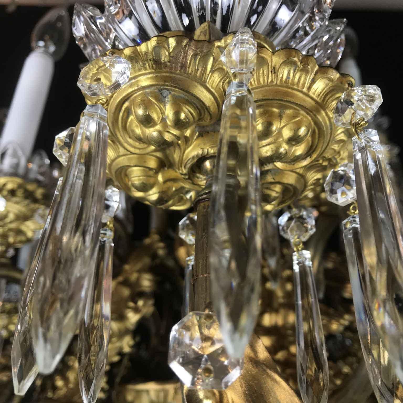 Italian Sicilian 19th Century Large Chandelier Gilt Brass Crystal Thirtysix-Arm 3