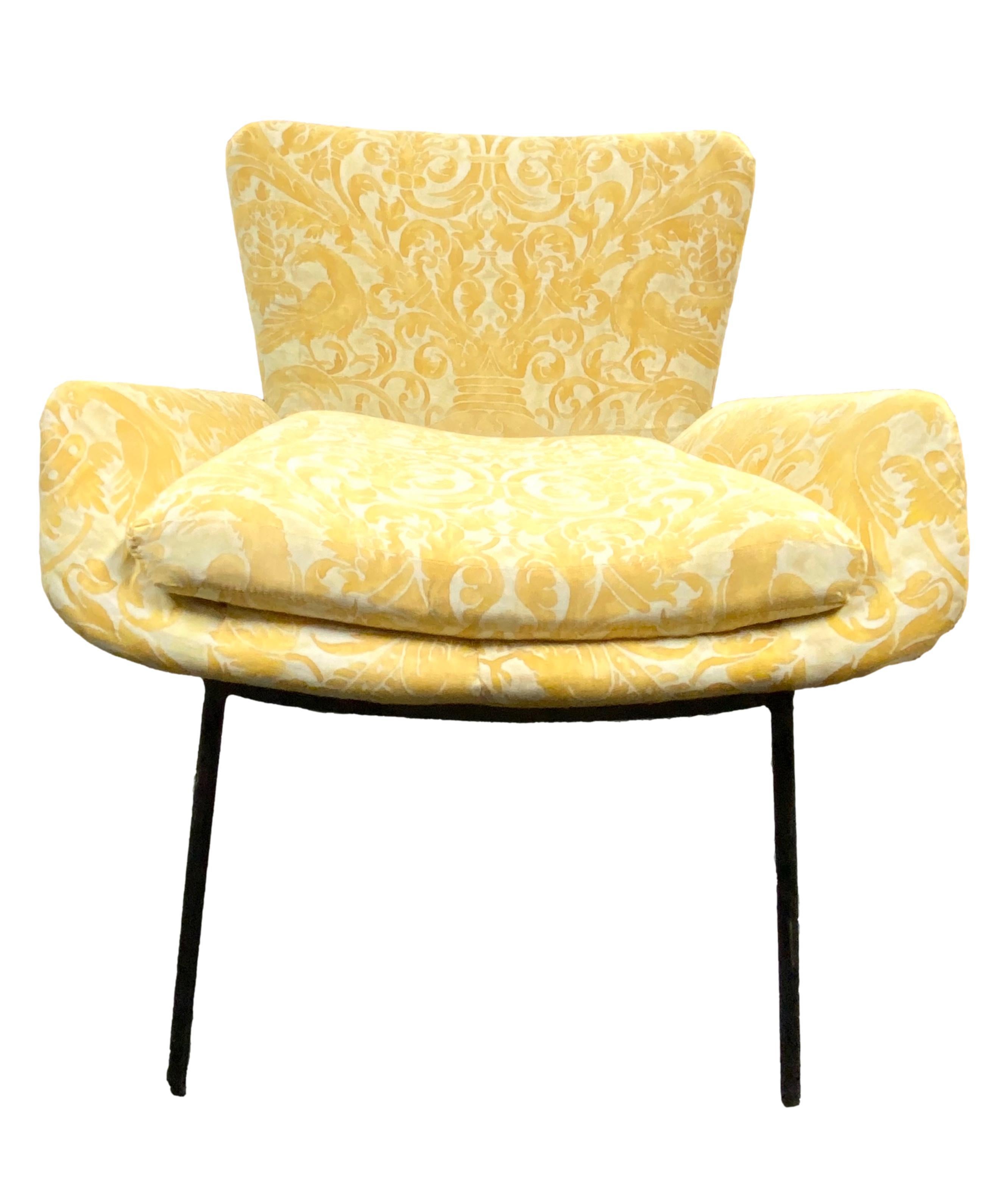 Italian Side Chair with Fortuny Upholstery In Good Condition For Sale In East Hampton, NY