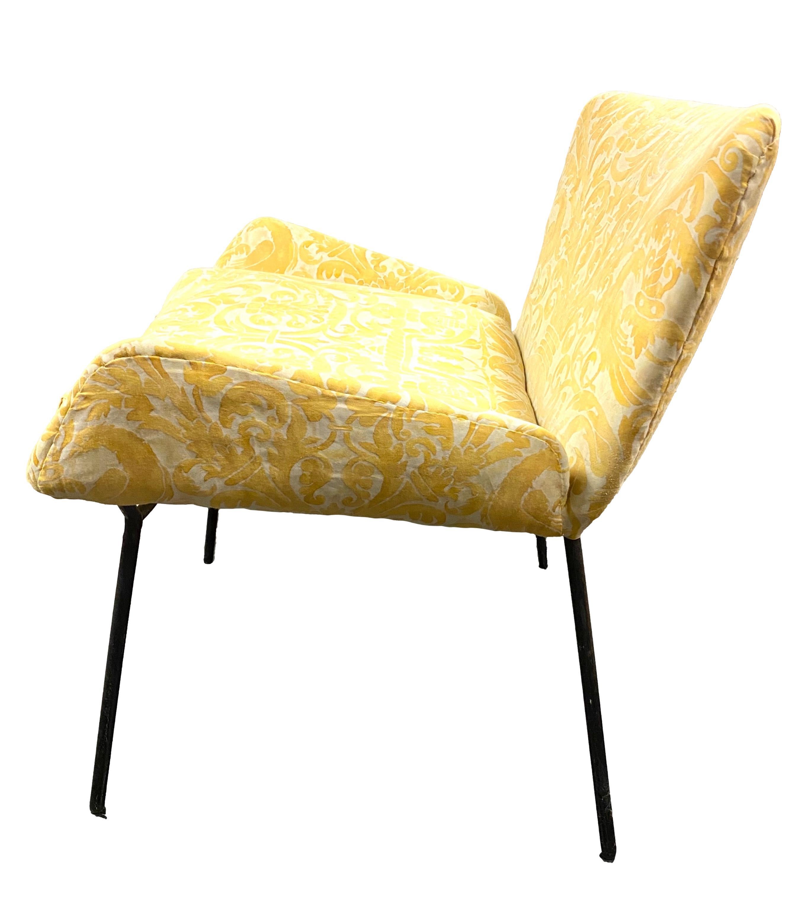 Mid-20th Century Italian Side Chair with Fortuny Upholstery For Sale
