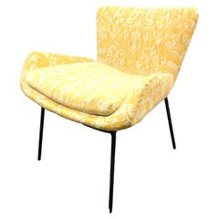 Retro Italian Side Chair with Fortuny Upholstery