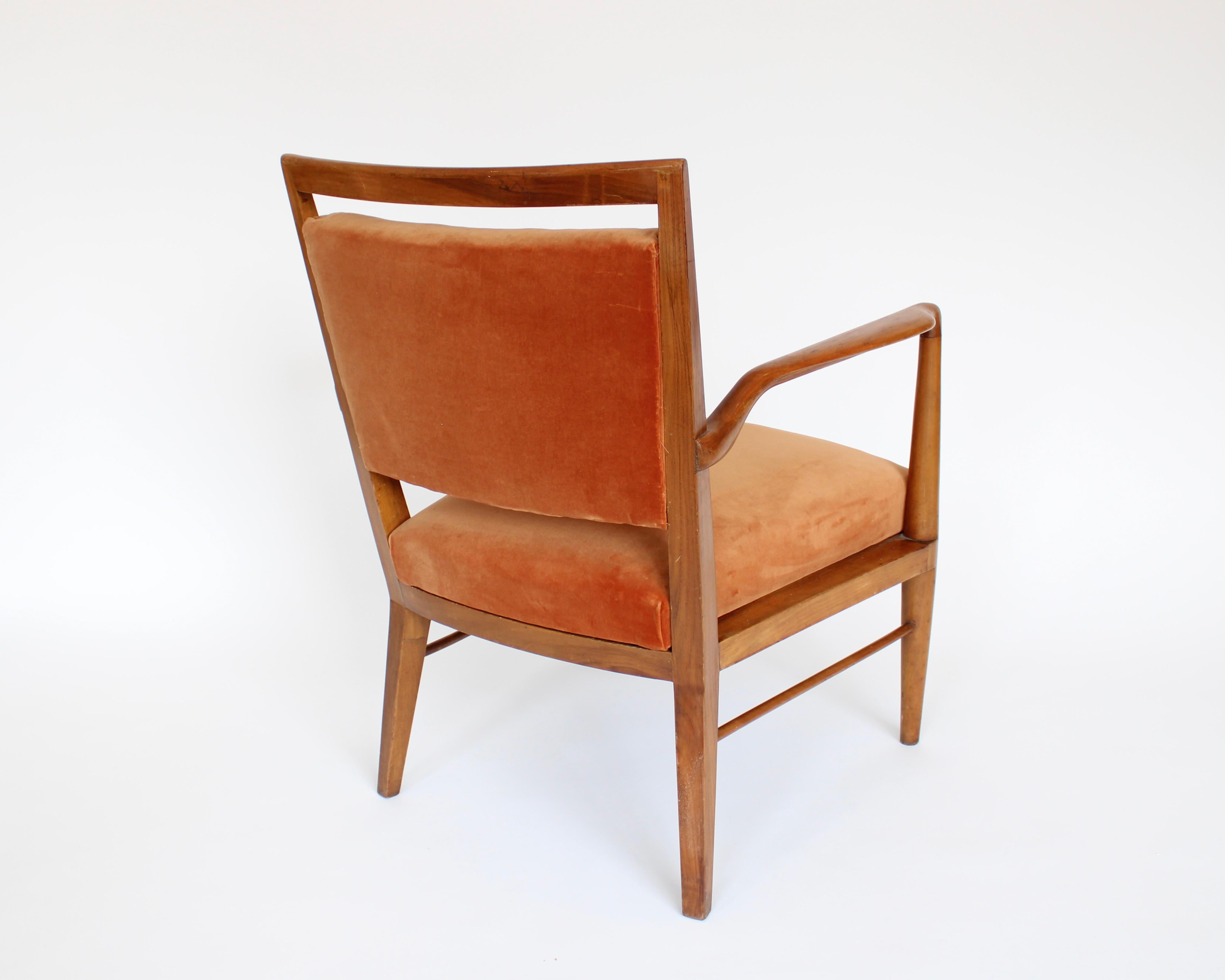 Mid-Century Modern Chaise d'appoint ou de bureau italienne en merisier Circa 1940-1950 en vente