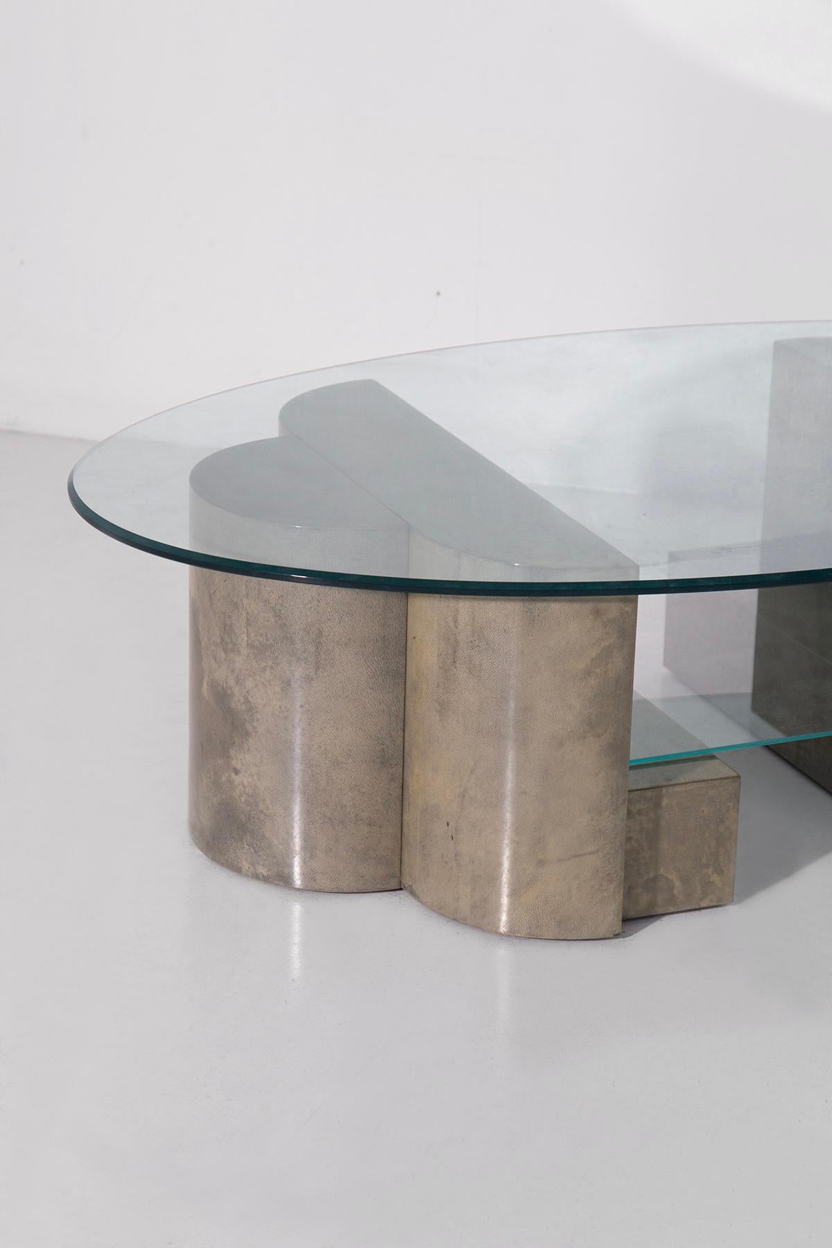 Post-Modern Italian Side table by Aldo Tura in parchment For Sale