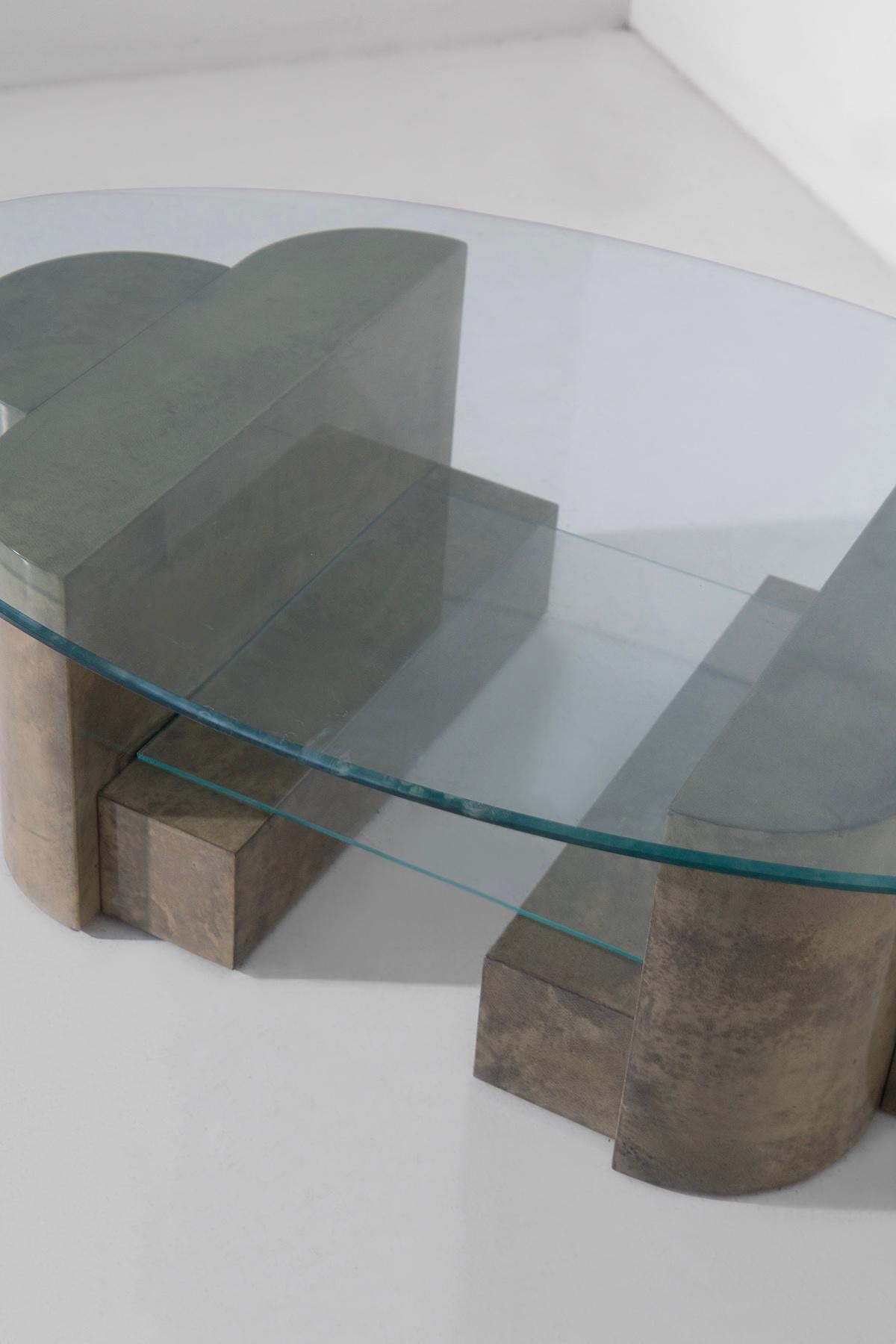Late 20th Century Italian Side table by Aldo Tura in parchment For Sale