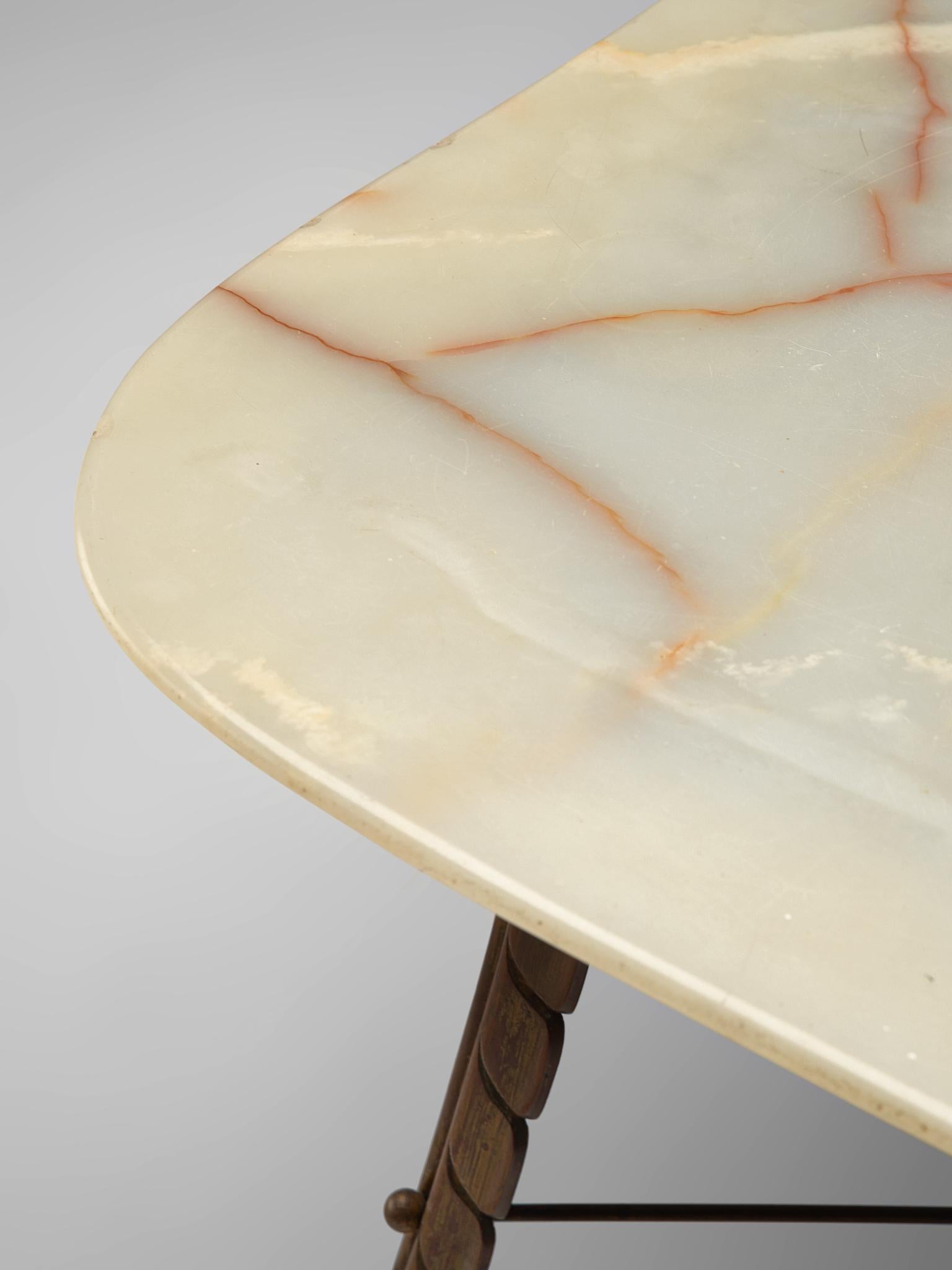 Mid-20th Century Italian Side Table in Marble and Bronze