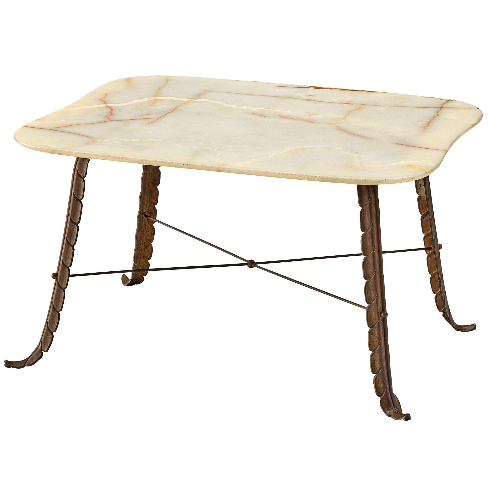 Italian Side Table in Marble and Bronze