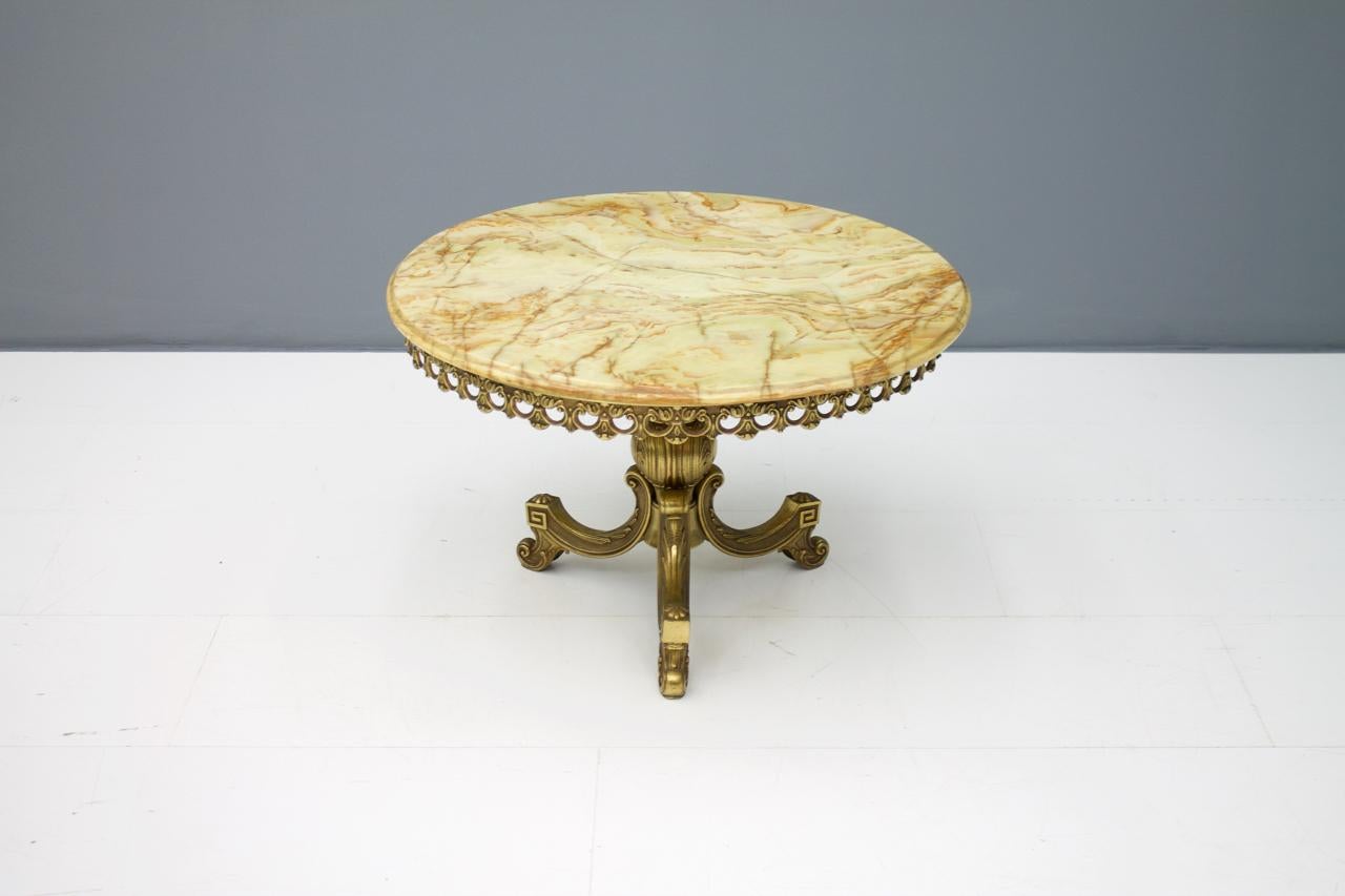 Mid-20th Century Italian Side Table Marble with Brass Base by Orsenigo Furniture, Italy, 1960s For Sale