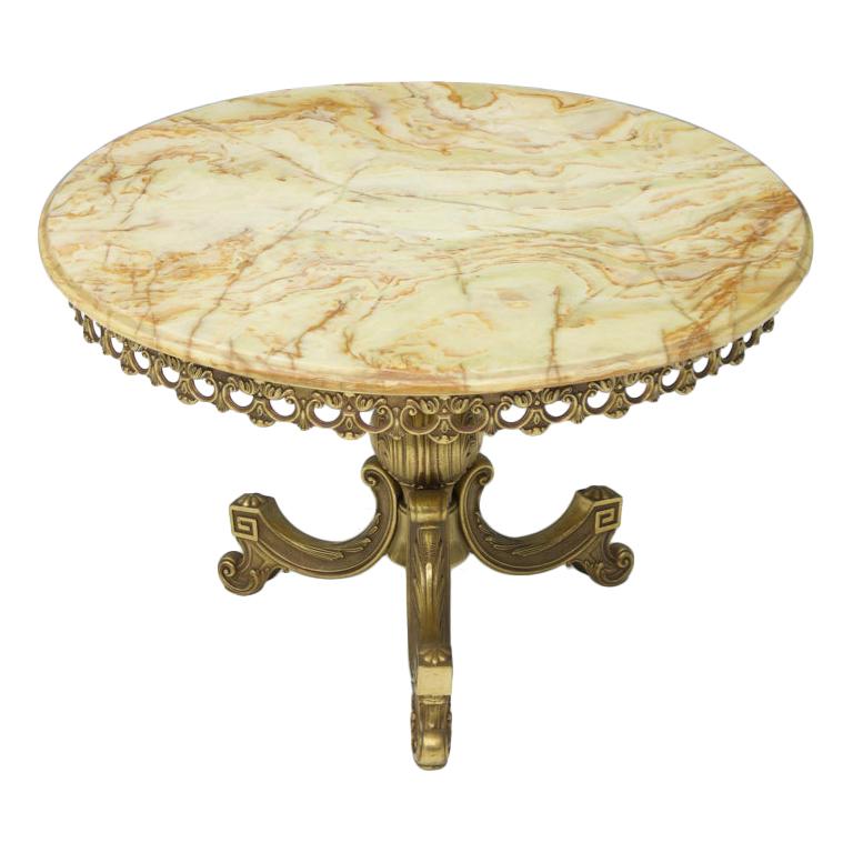 Italian Side Table Marble with Brass Base by Orsenigo Furniture, Italy, 1960s For Sale