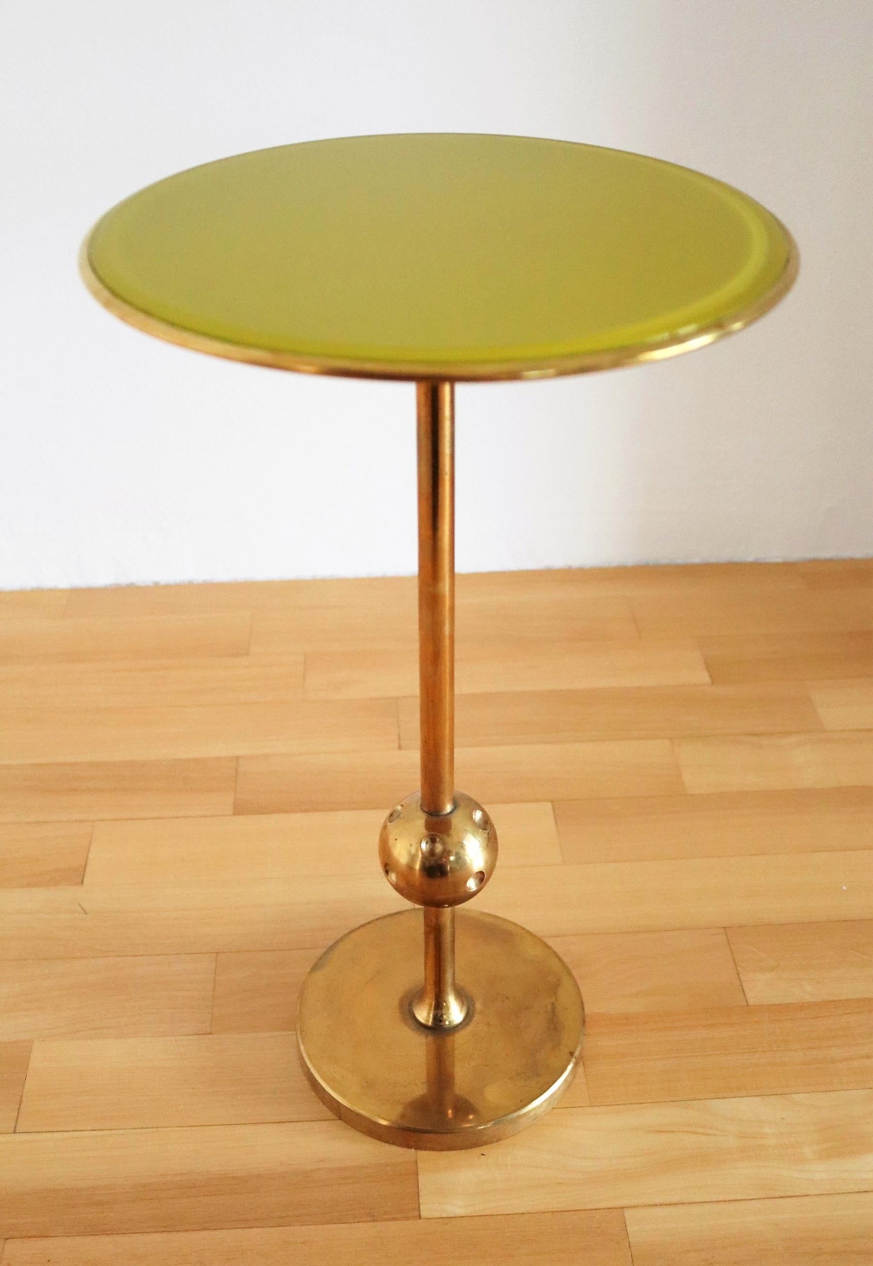 Italian Side Table T1 by Osvaldo Borsani in Brass and Yellow Glass, 1950s 7