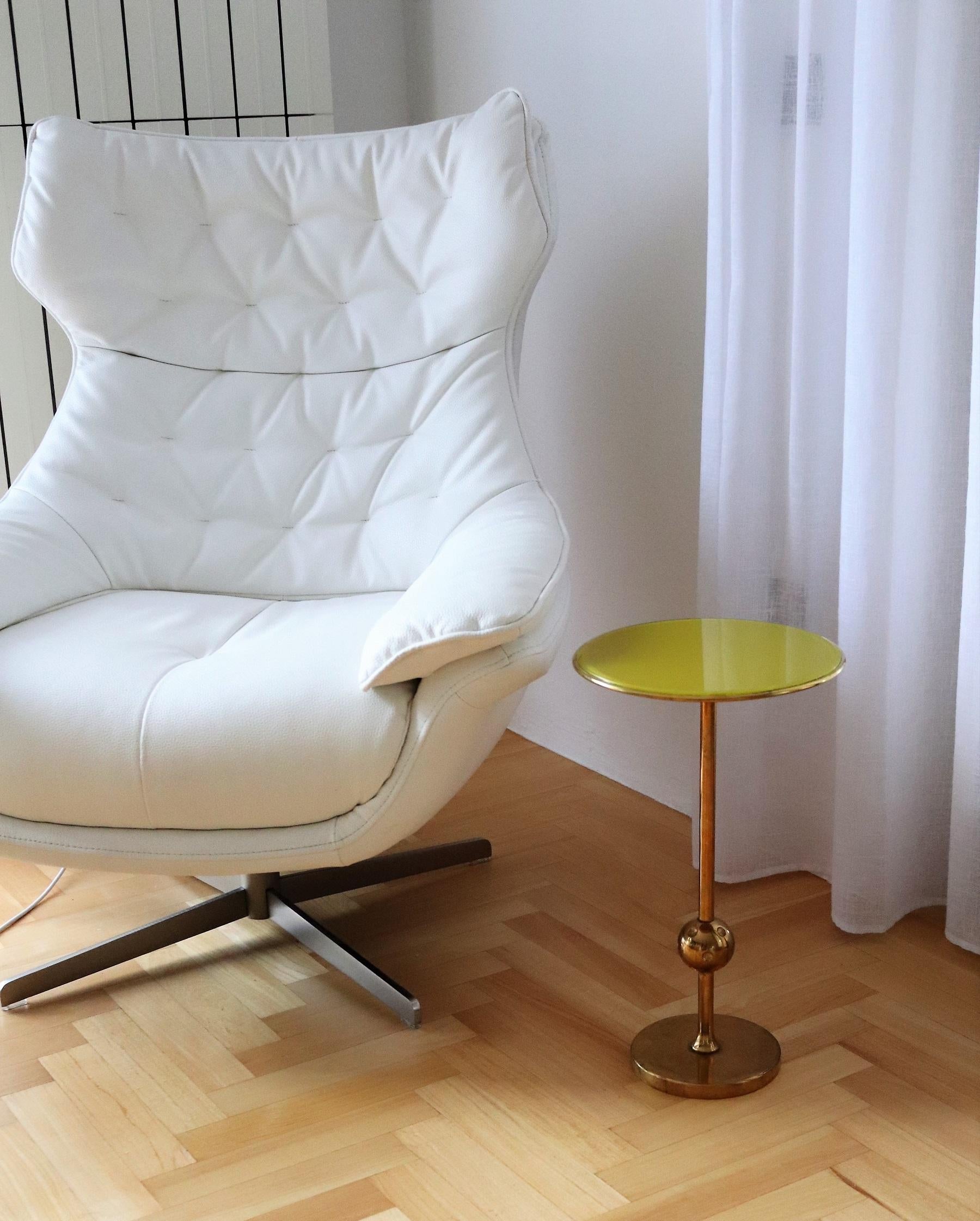 Italian Side Table T1 by Osvaldo Borsani in Brass and Yellow Glass, 1950s 9