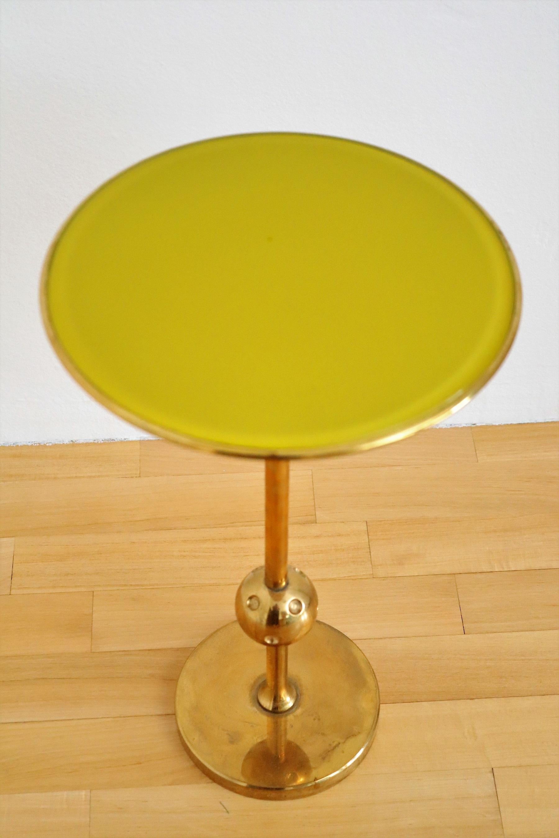 Mid-20th Century Italian Side Table T1 by Osvaldo Borsani in Brass and Yellow Glass, 1950s