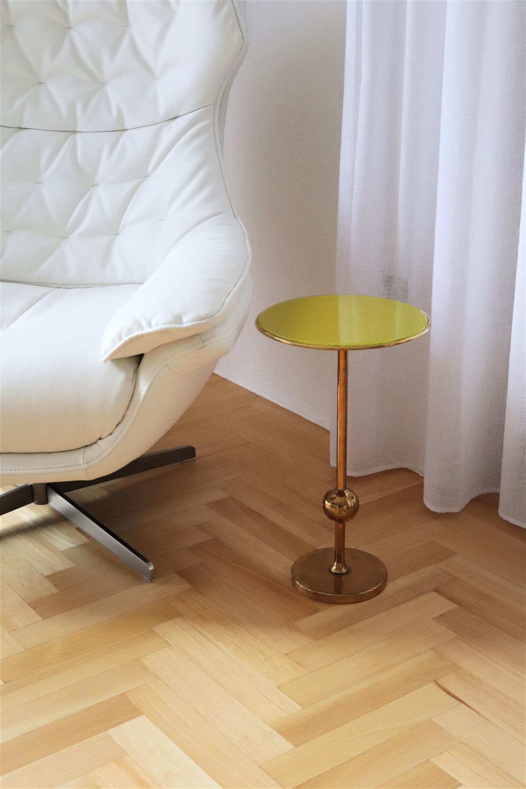 Italian Side Table T1 by Osvaldo Borsani in Brass and Yellow Glass, 1950s 1
