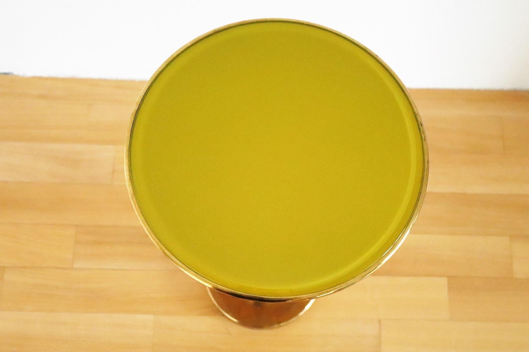 Italian Side Table T1 by Osvaldo Borsani in Brass and Yellow Glass, 1950s 3