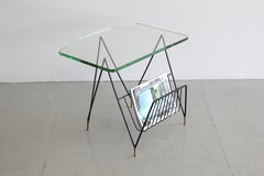 Italian Side Table with Magazine Holder